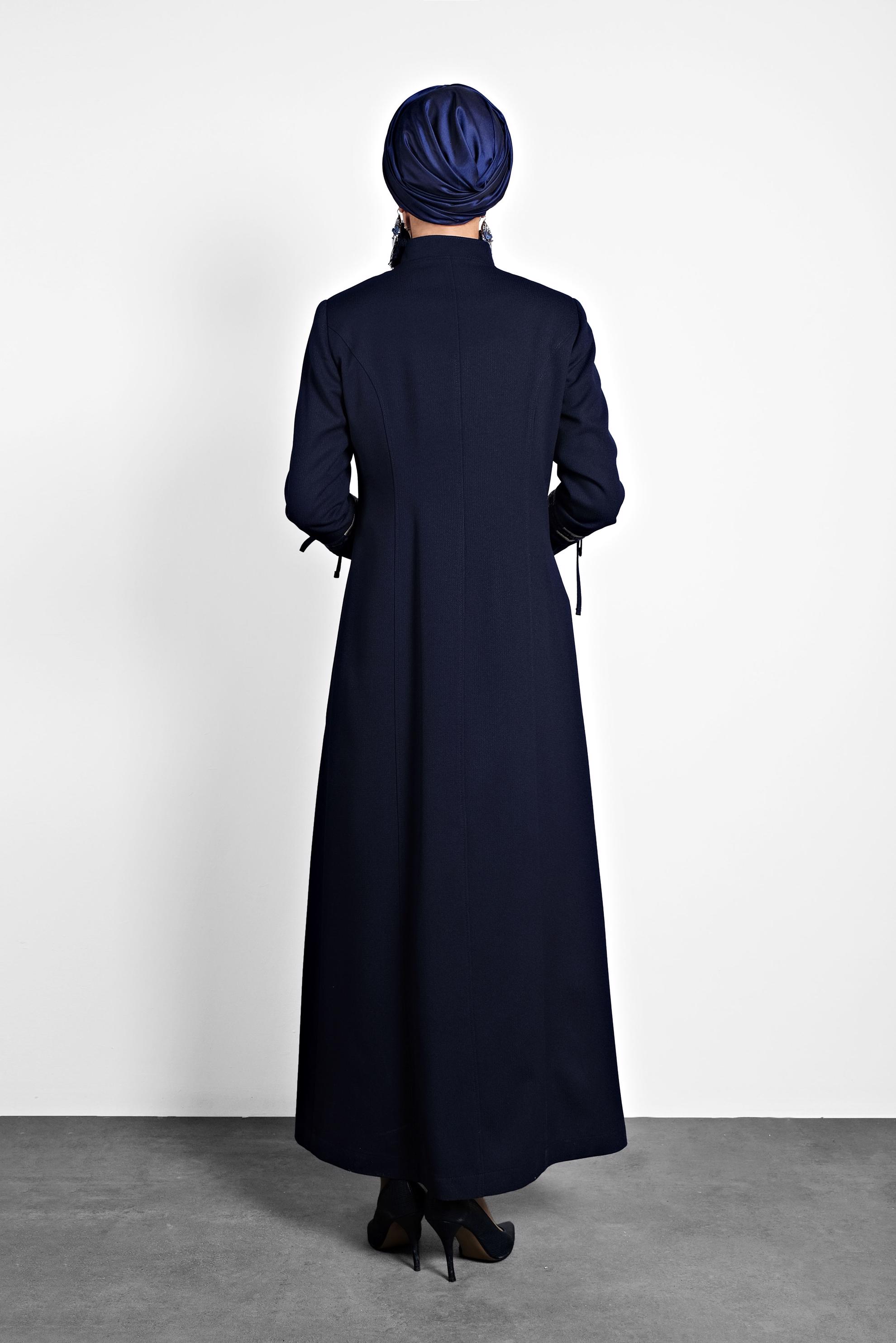 Tesettür giyim LACİVERT HAKİM YAKA DÜĞMELİ PARDESÜ 10002 