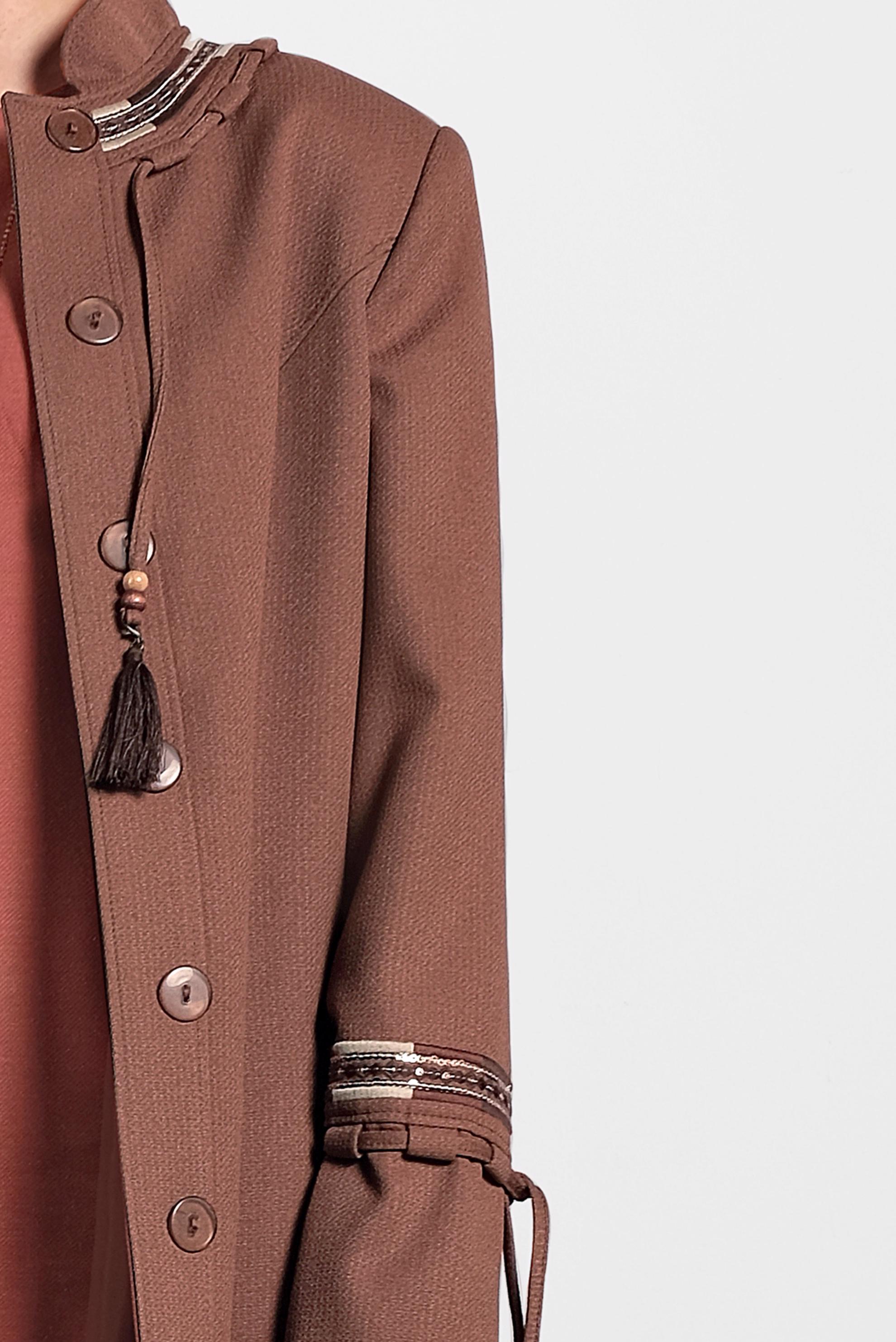 Tesettür giyim TABA HAKİM YAKA DÜĞMELİ PARDESÜ 10002 