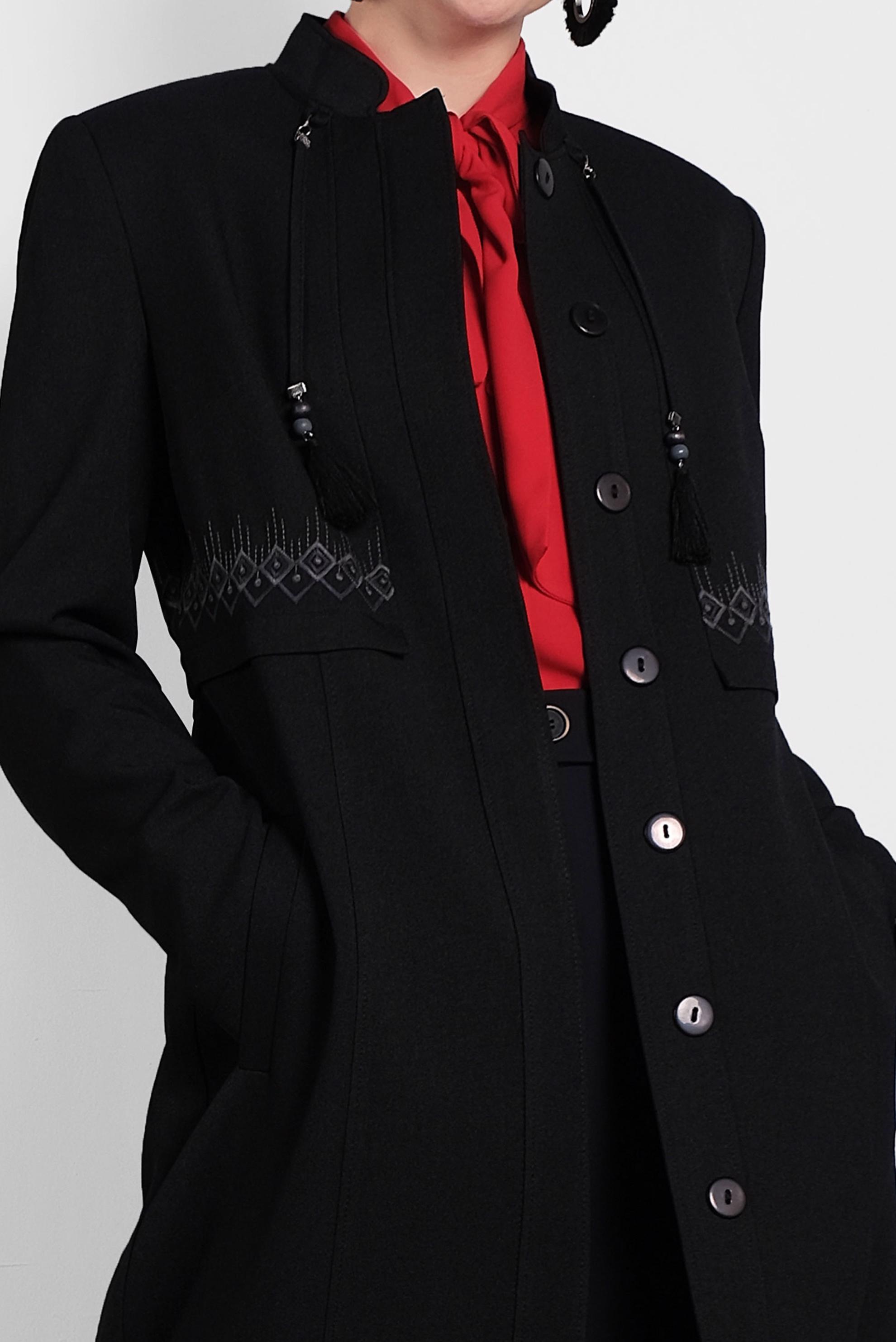 Tesettür giyim SİYAH DÜĞMELİ NAKIŞLI PARDESÜ 10006 