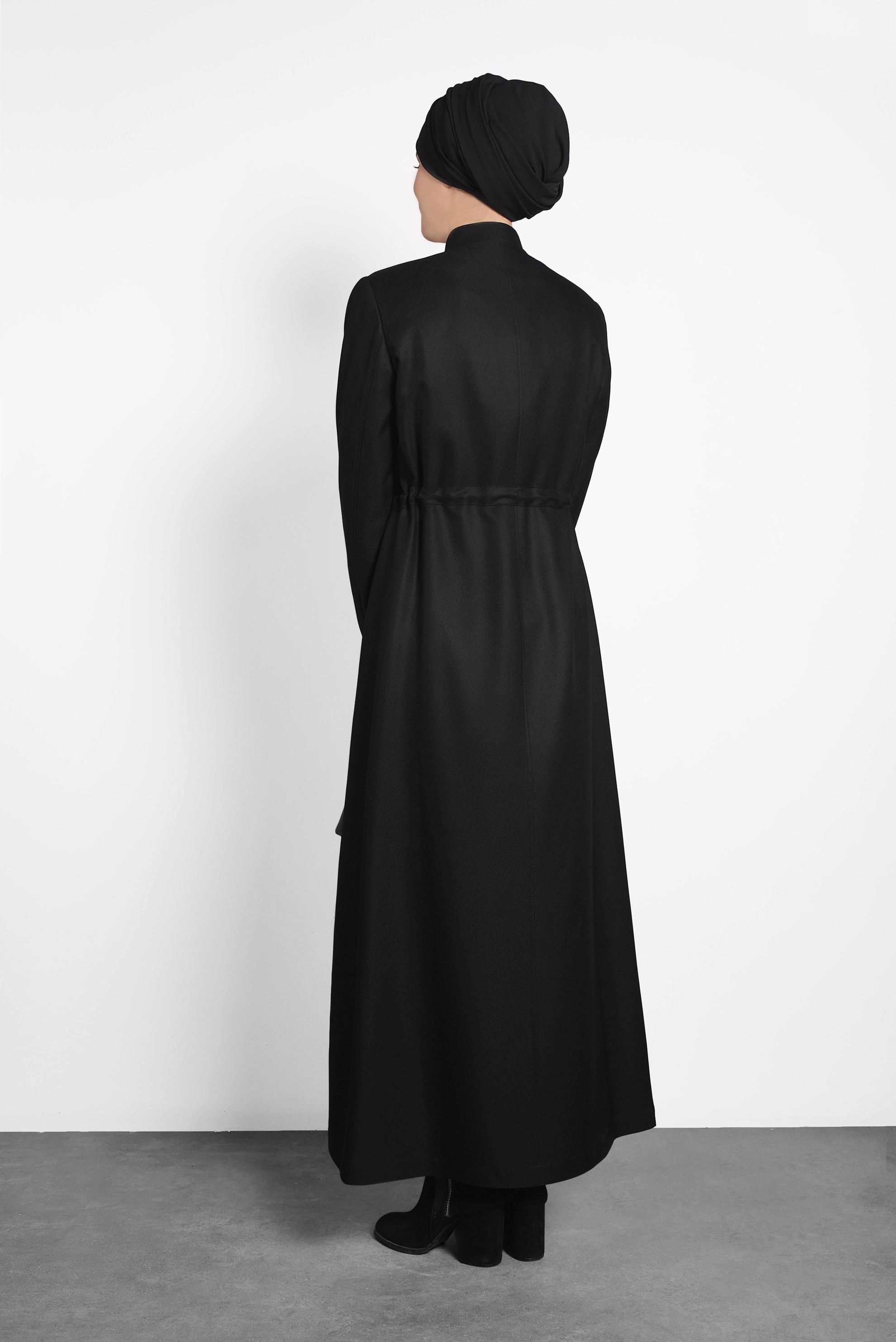 Tesettür giyim SİYAH HAKİM YAKA PARDESÜ 10121