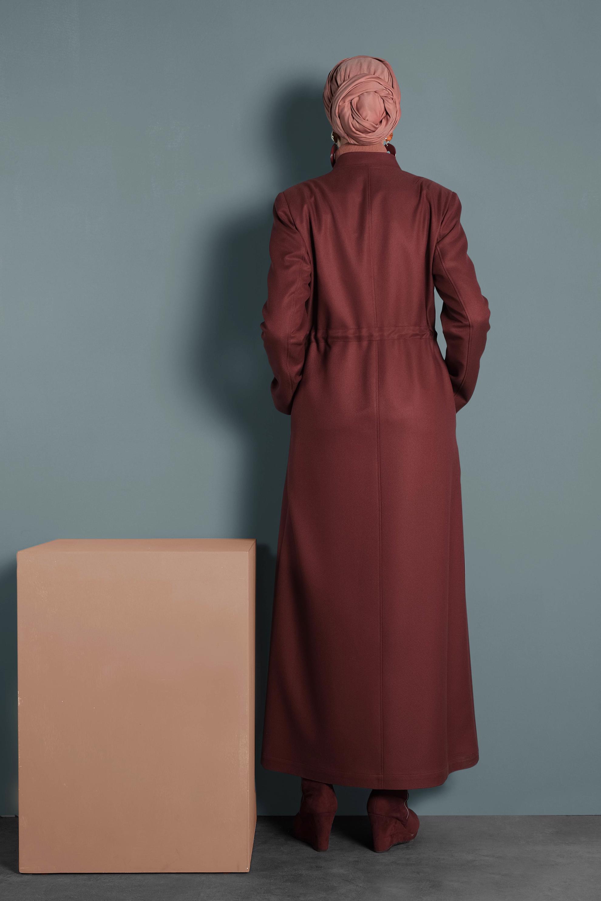 Tesettür giyim TURUNCU HAKİM YAKA PARDESÜ 10121