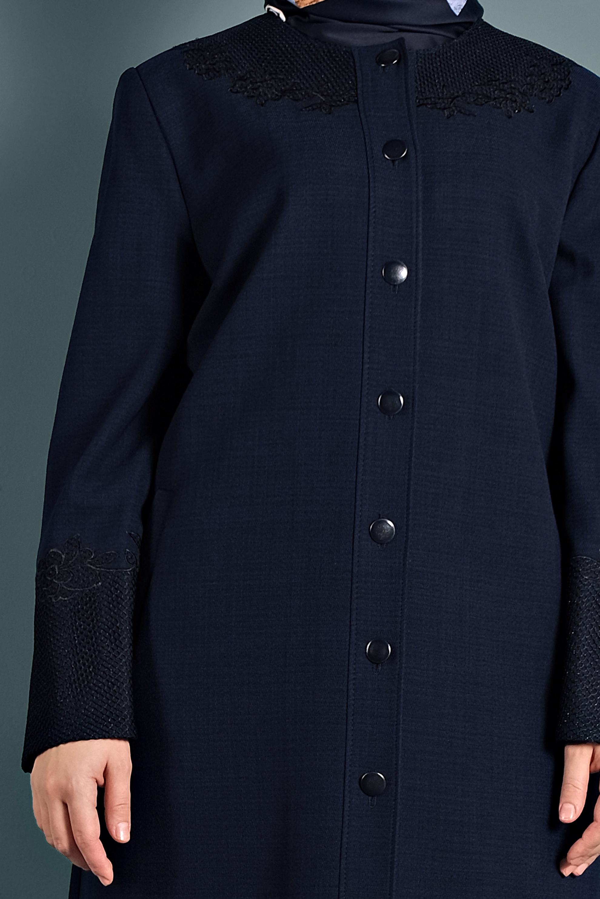 Tesettür giyim LACİVERT NAKIŞLI PARDESÜ 10123 