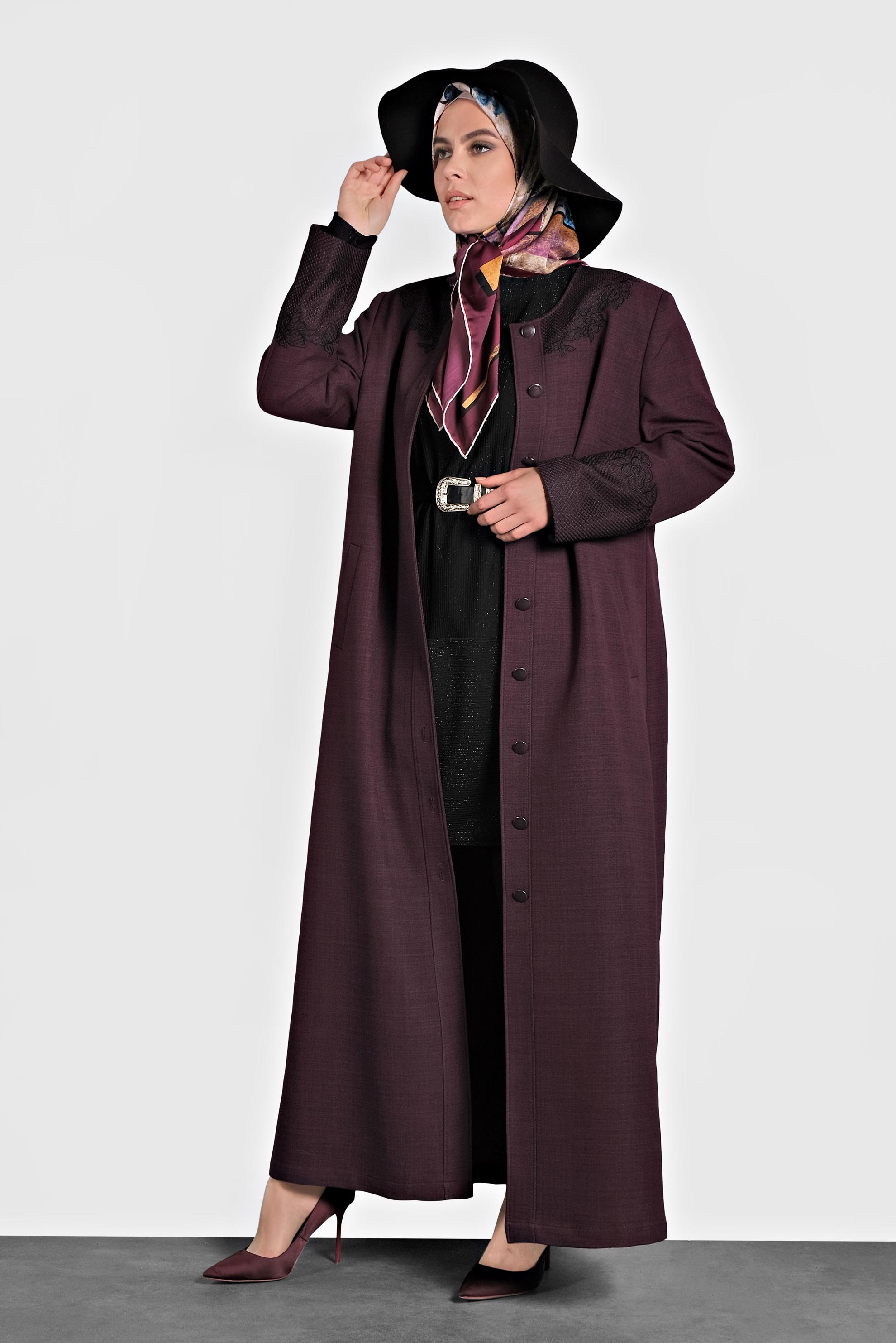 Tesettür giyim MÜRDÜM NAKIŞLI PARDESÜ 10123 