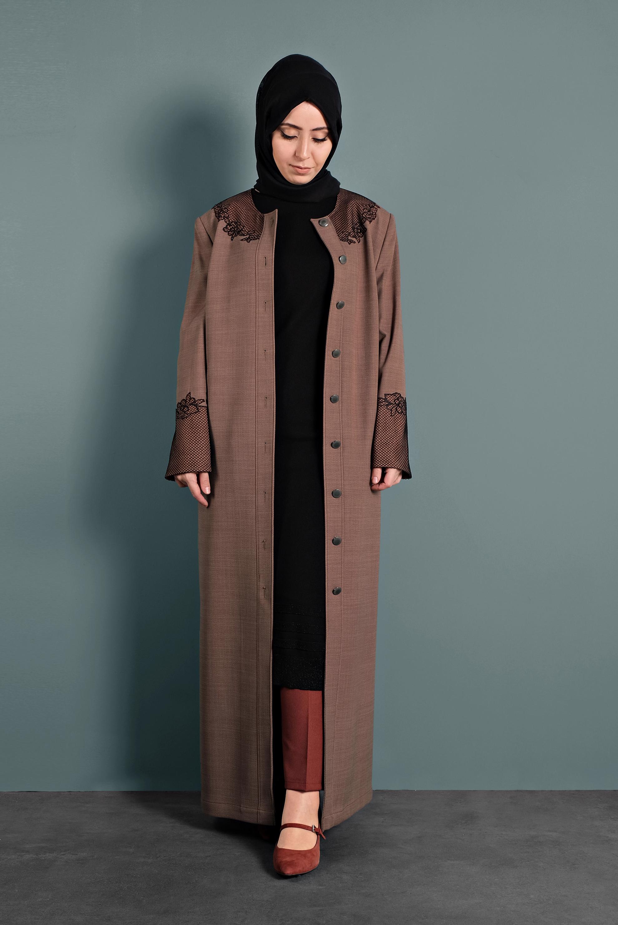 Hijab clothing TABA EMBROIDERED TOPCOAT 10123 