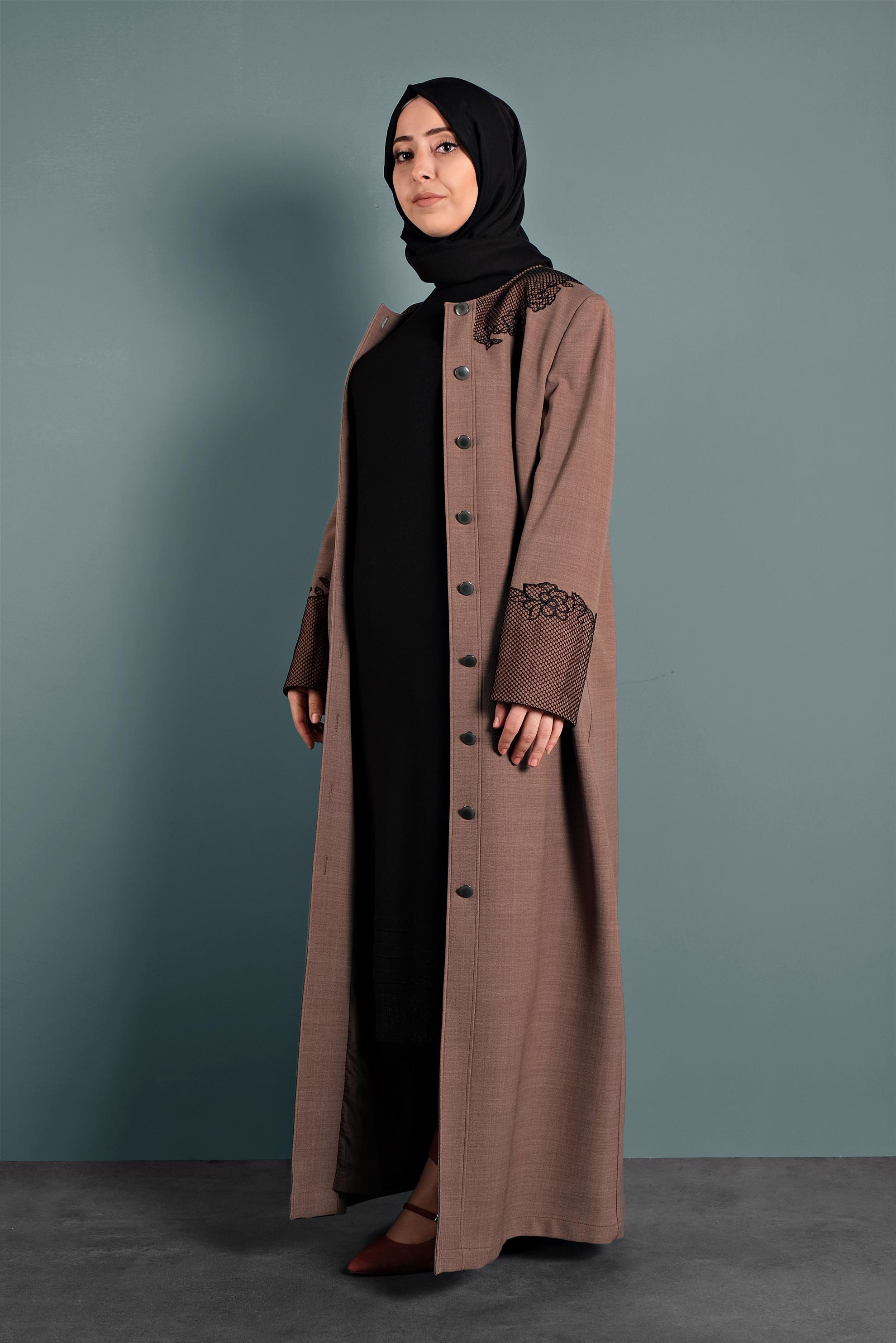 Hijab clothing TABA EMBROIDERED TOPCOAT 10123 