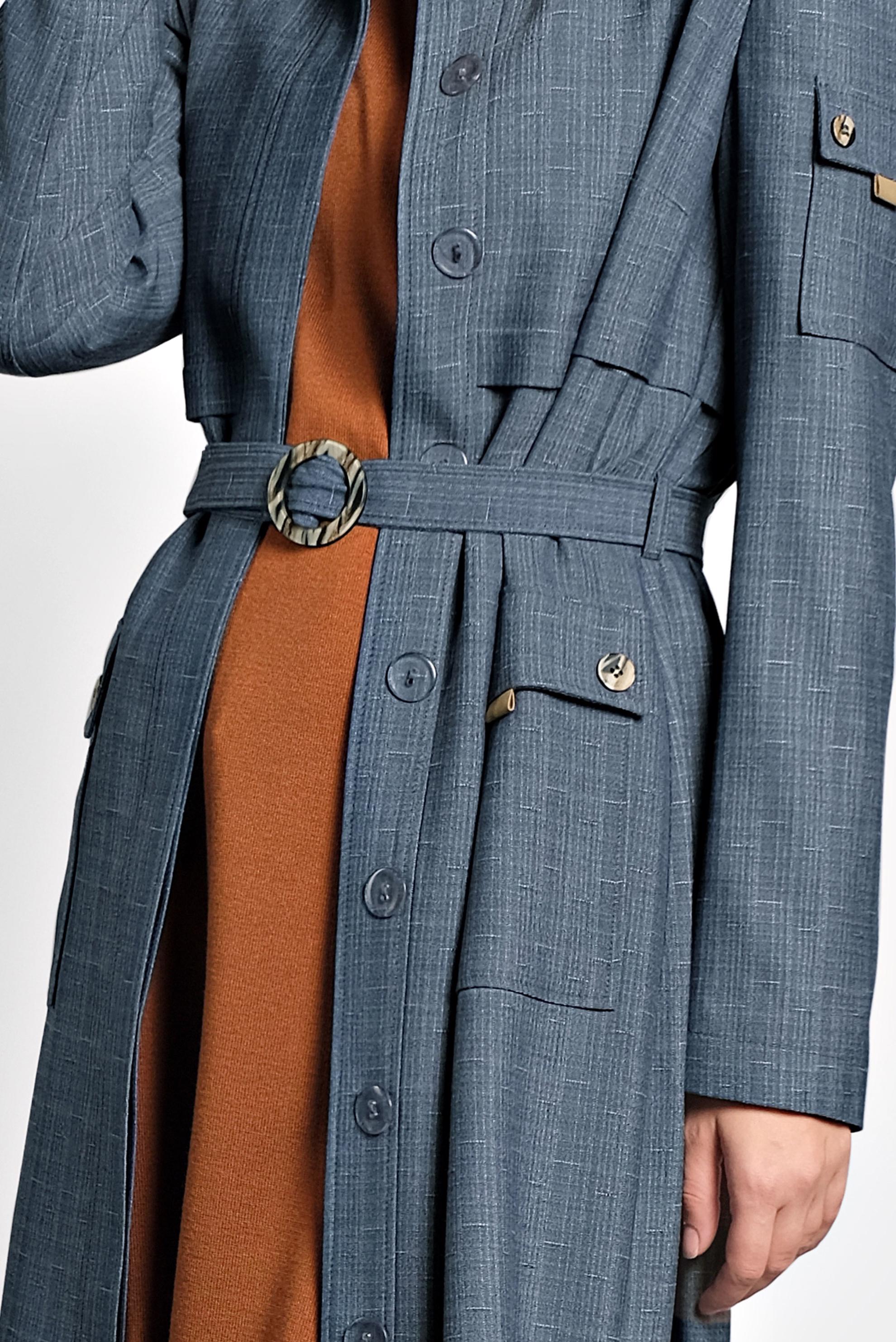 Tesettür giyim LACİVERT KEMERLİ PARDESÜ 10127 