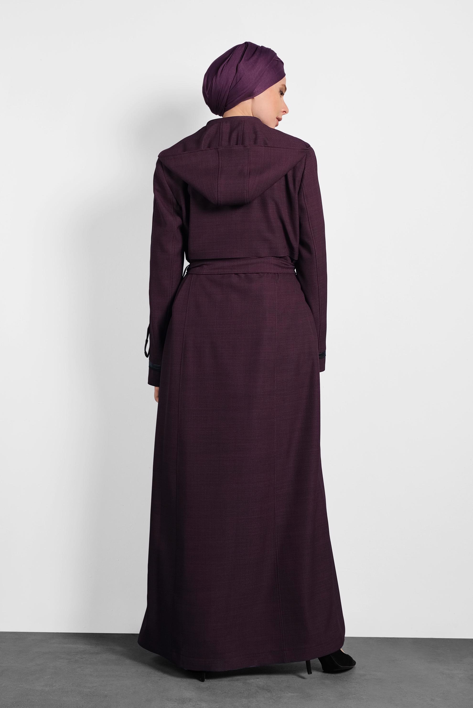 Tesettür giyim MÜRDÜM KAPÜŞONLU PARDESÜ 10131
