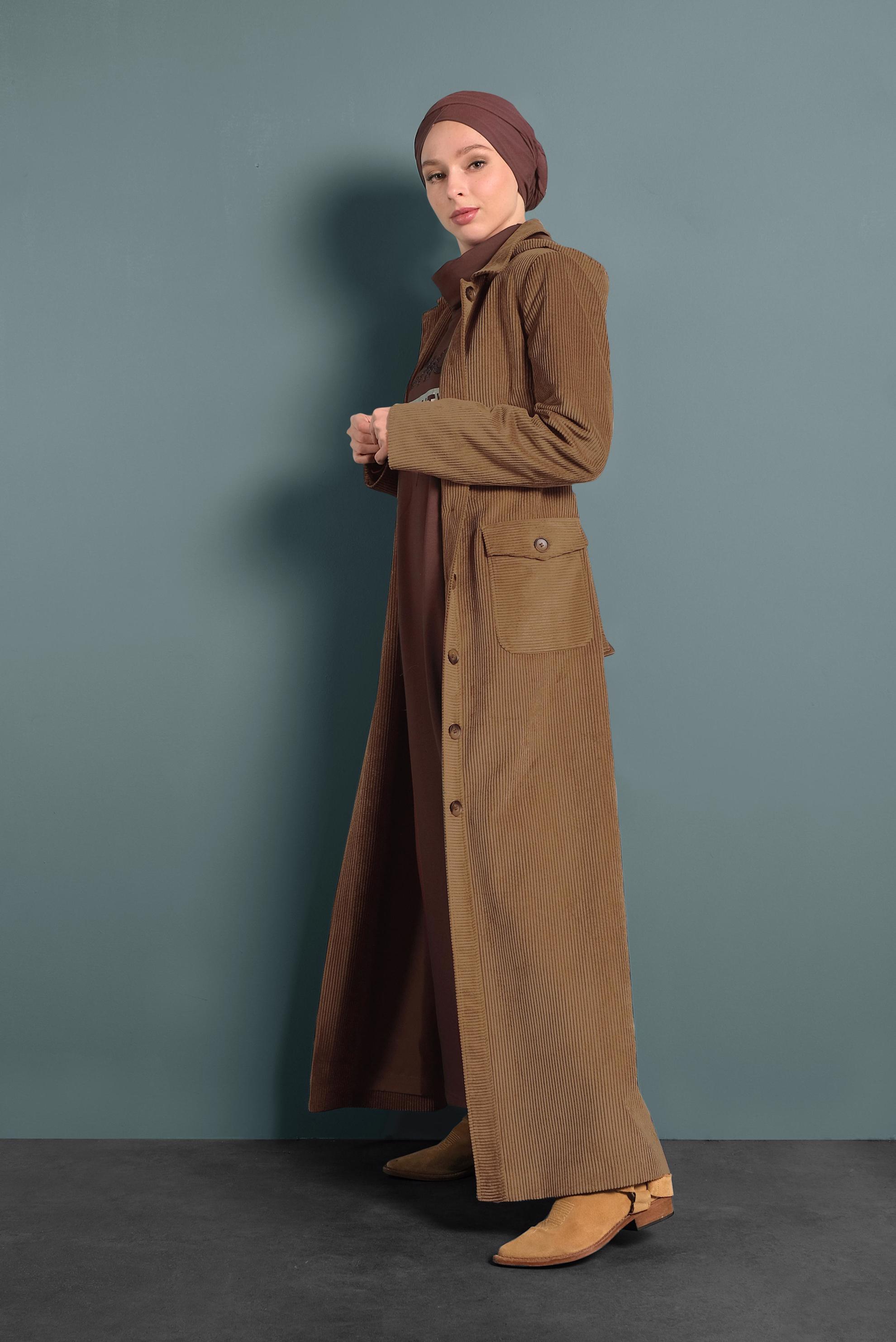 Hijab clothing TABA VELVET TOPCOAT WITH POCKETS 10143