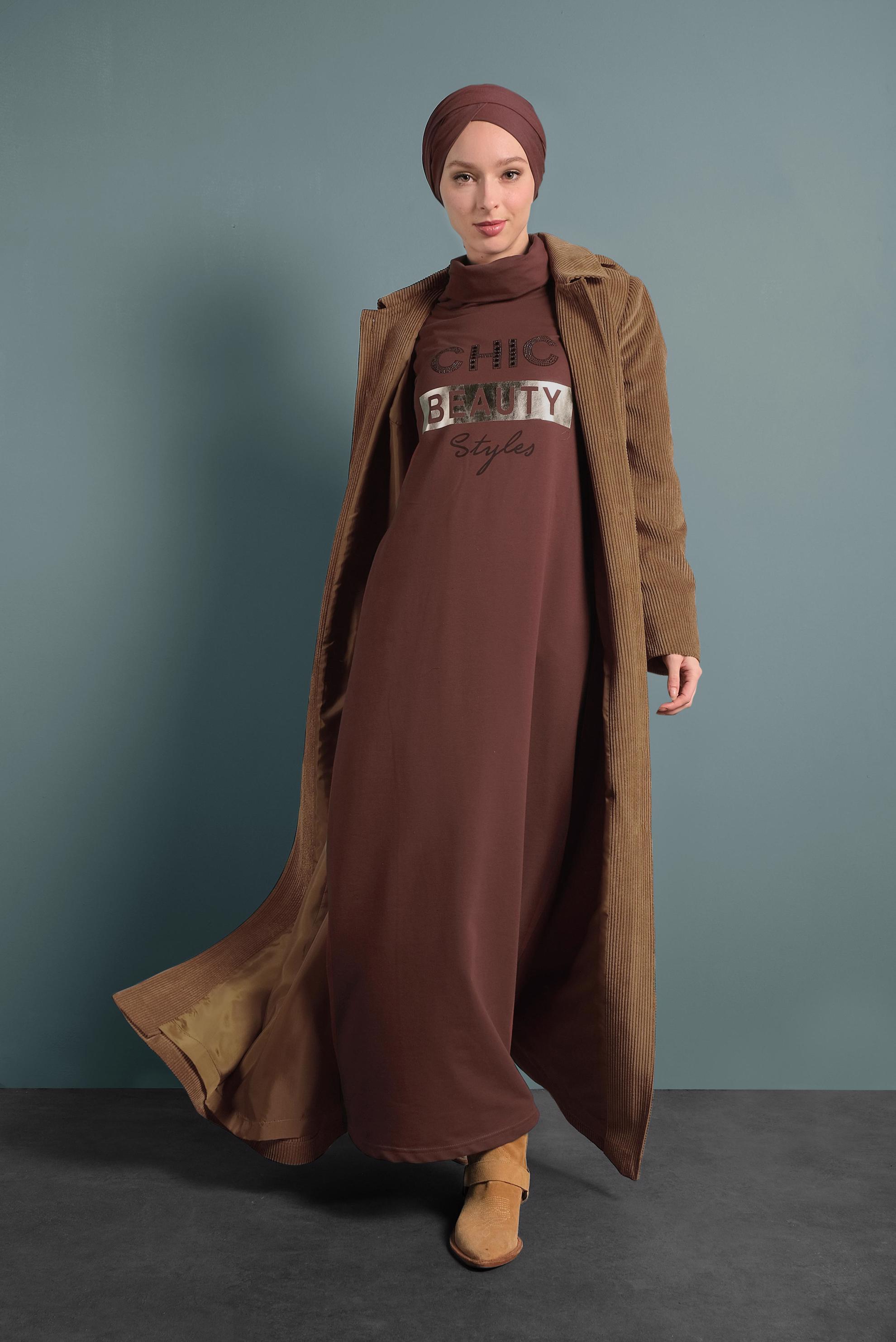 Hijab clothing TABA VELVET TOPCOAT WITH POCKETS 10143