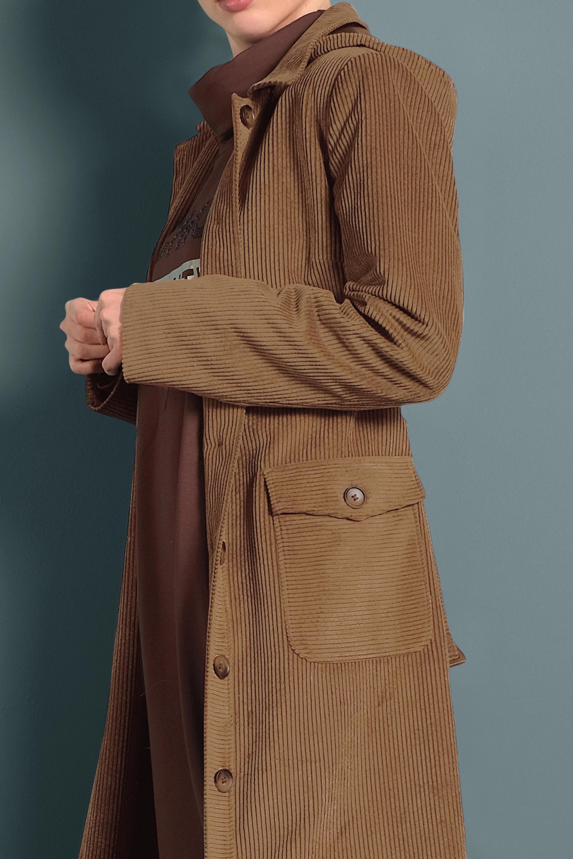 Hijab clothing TABA VELVET TOPCOAT WITH POCKETS 10143