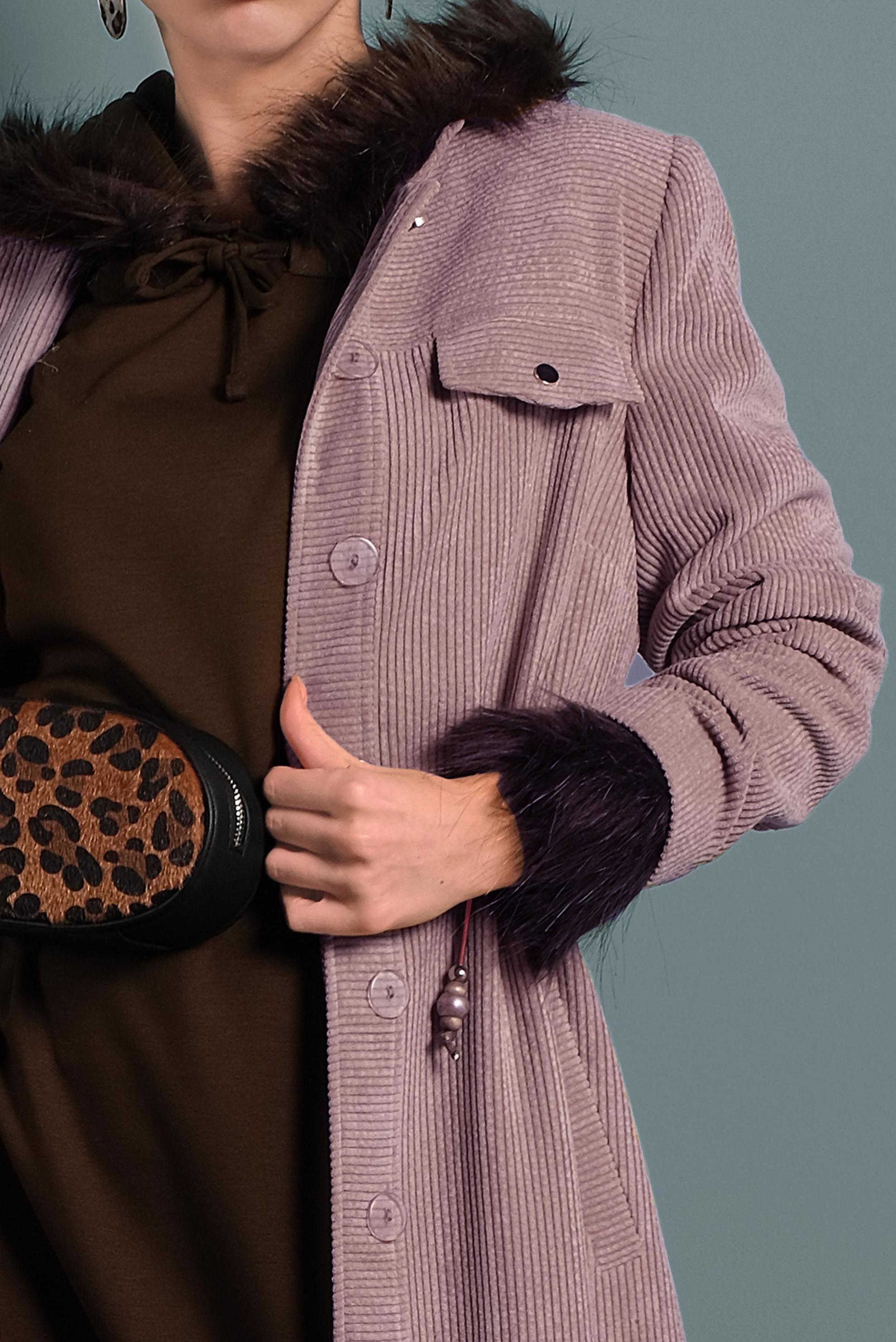 Hijab clothing PINK BUTTONED VELVET TOPCOAT 10145 