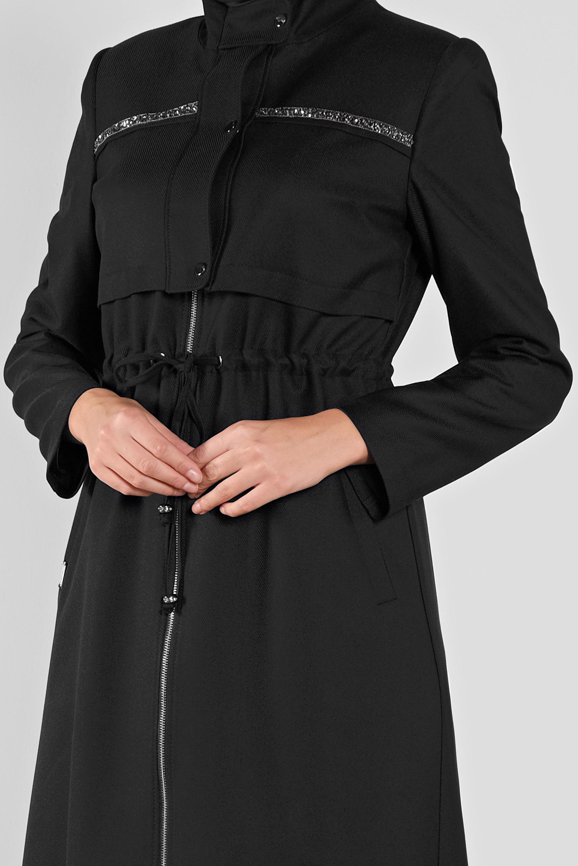 Hijab clothing BLACK TIE-WAIST COAT 10281 