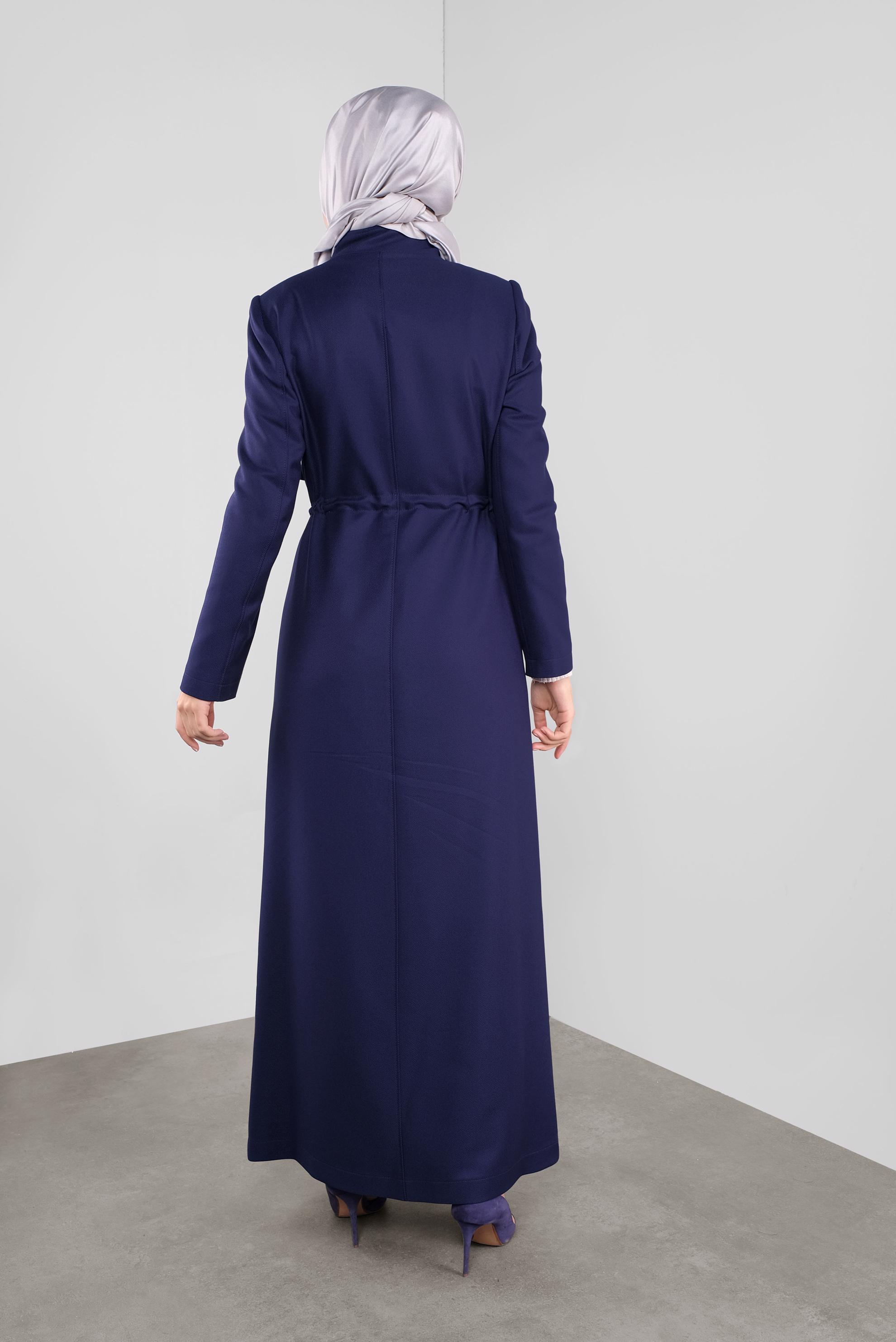 Tesettür giyim LACİVERT BELİ BAĞCIKLI PARDESÜ 10281
