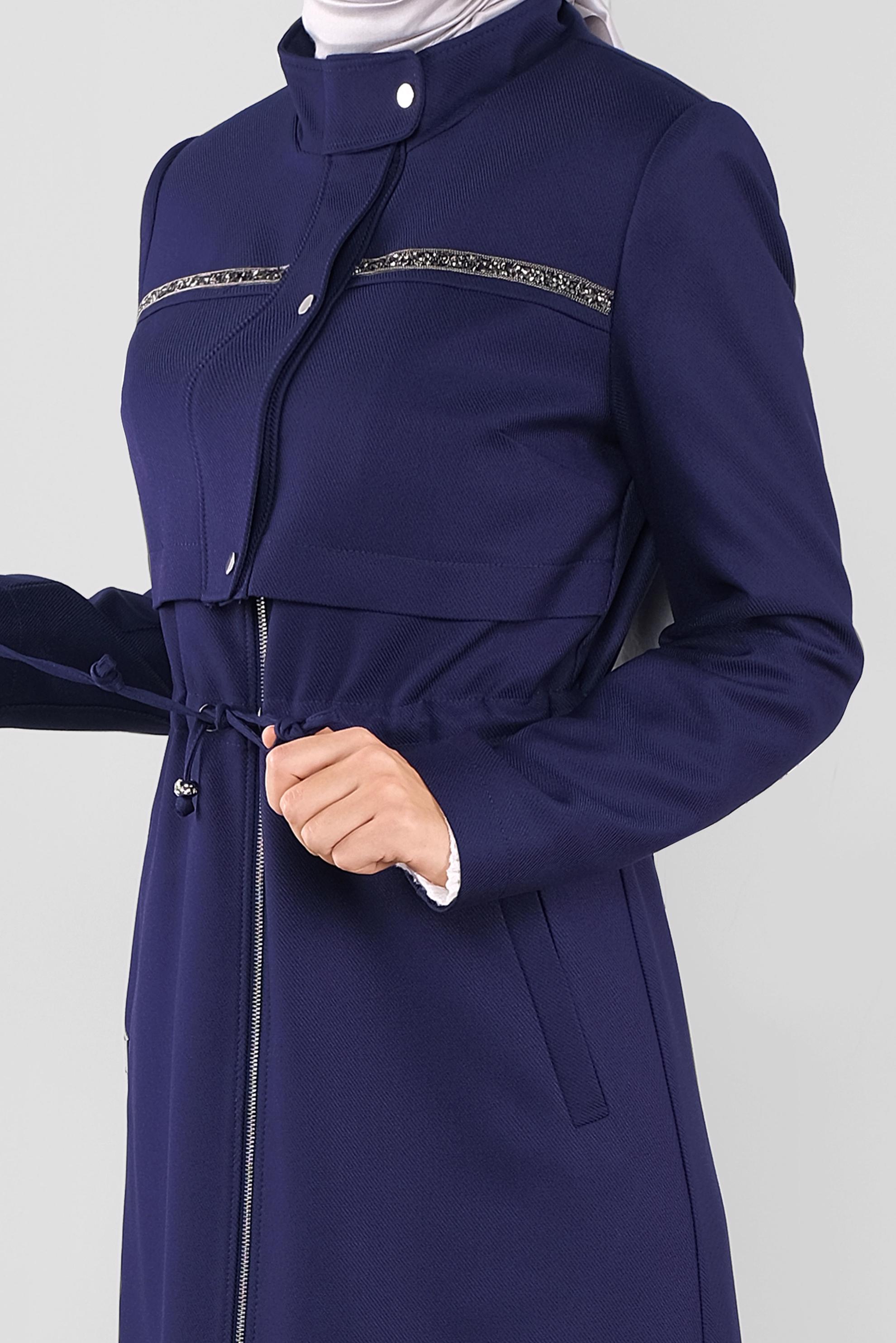 Tesettür giyim LACİVERT BELİ BAĞCIKLI PARDESÜ 10281