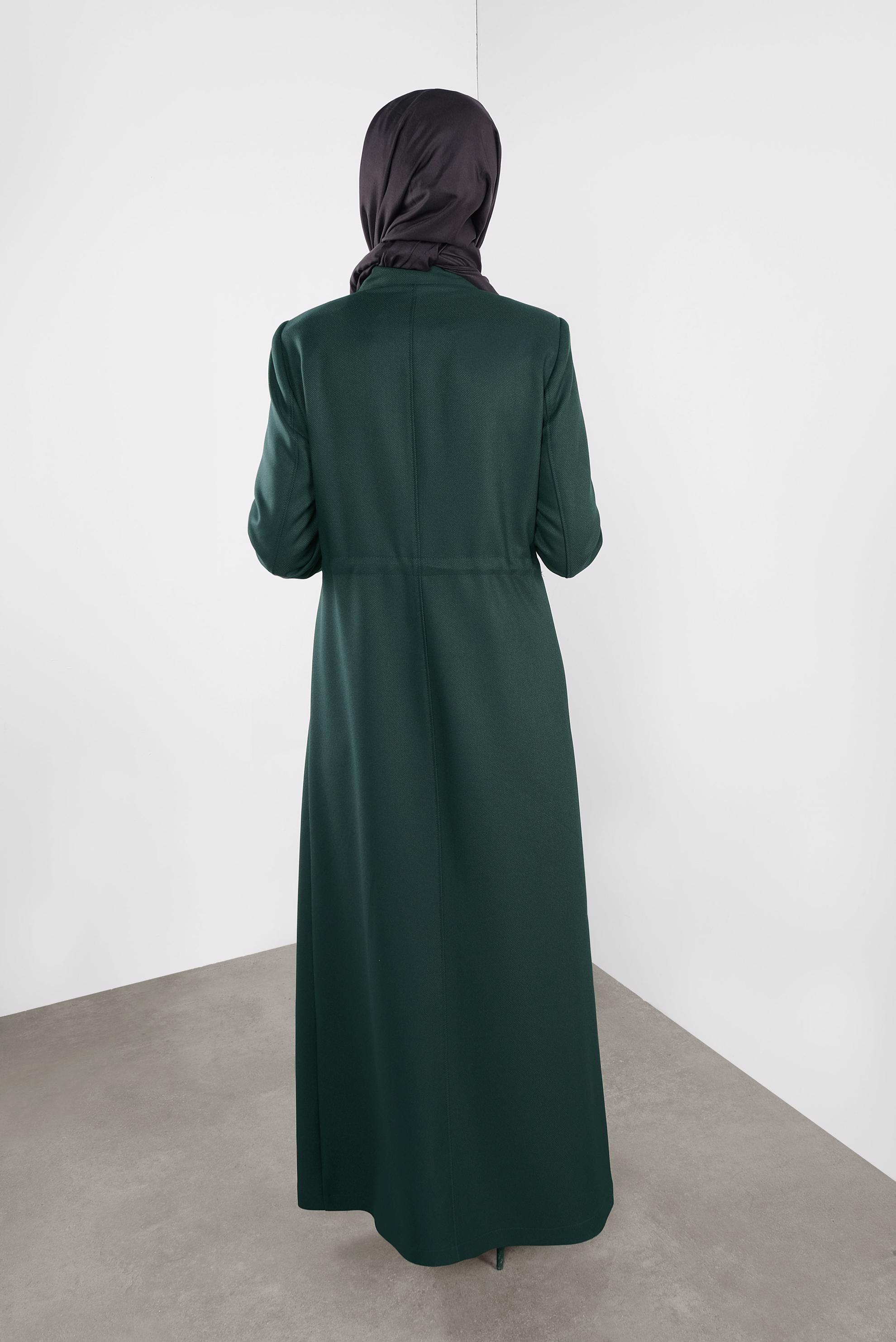 Tesettür giyim YEŞİL BELİ BAĞCIKLI PARDESÜ 10281