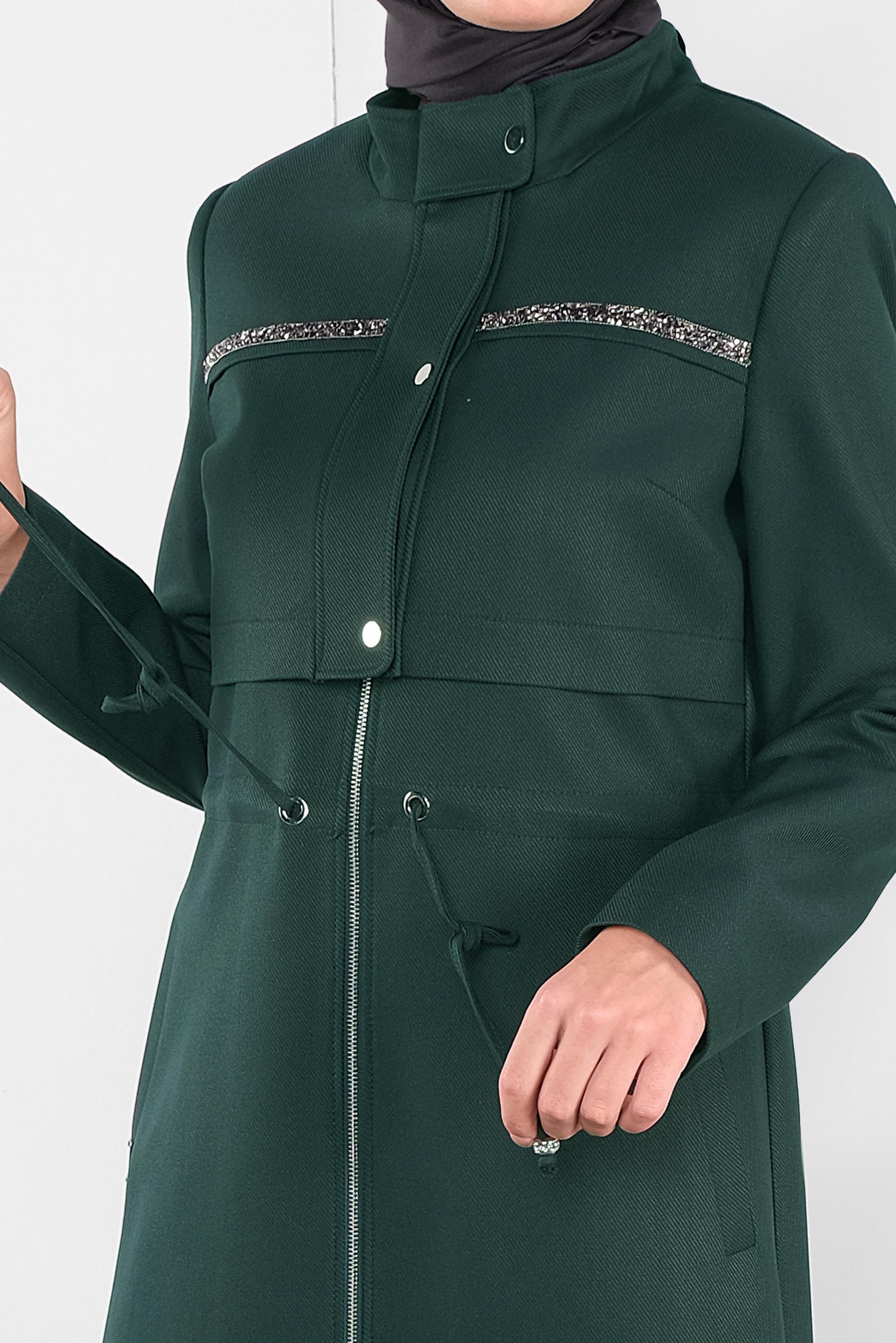 Tesettür giyim YEŞİL BELİ BAĞCIKLI PARDESÜ 10281