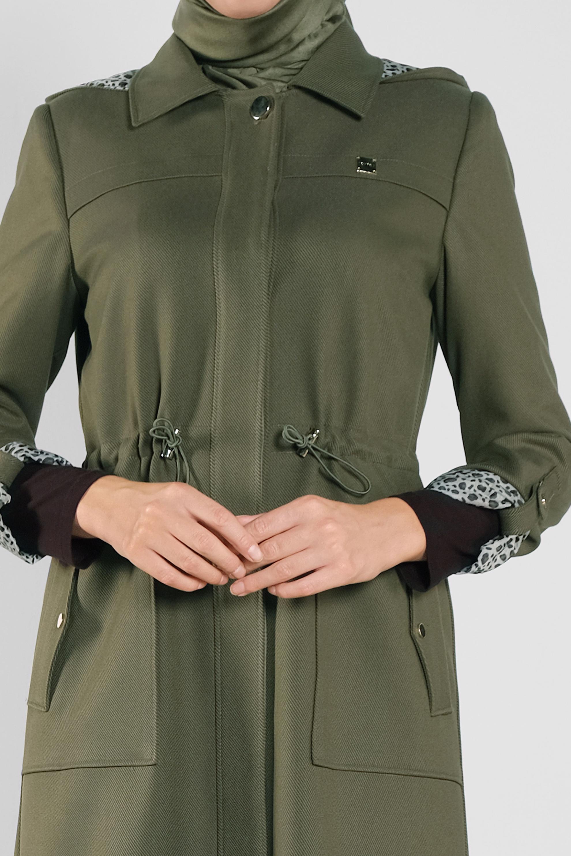 Tesettür giyim HAKİ LEOPAR ASTARLI PARDESÜ 10283 