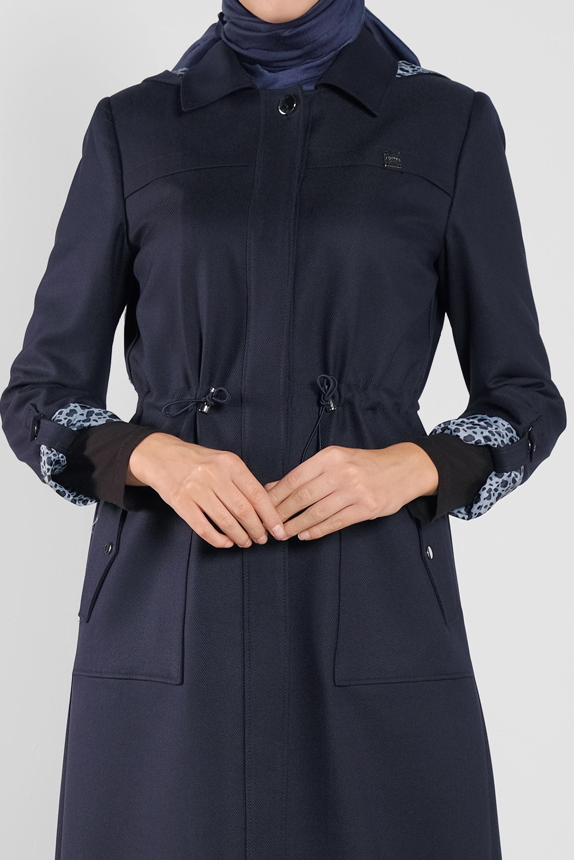 Tesettür giyim LACİVERT LEOPAR ASTARLI PARDESÜ 10283 