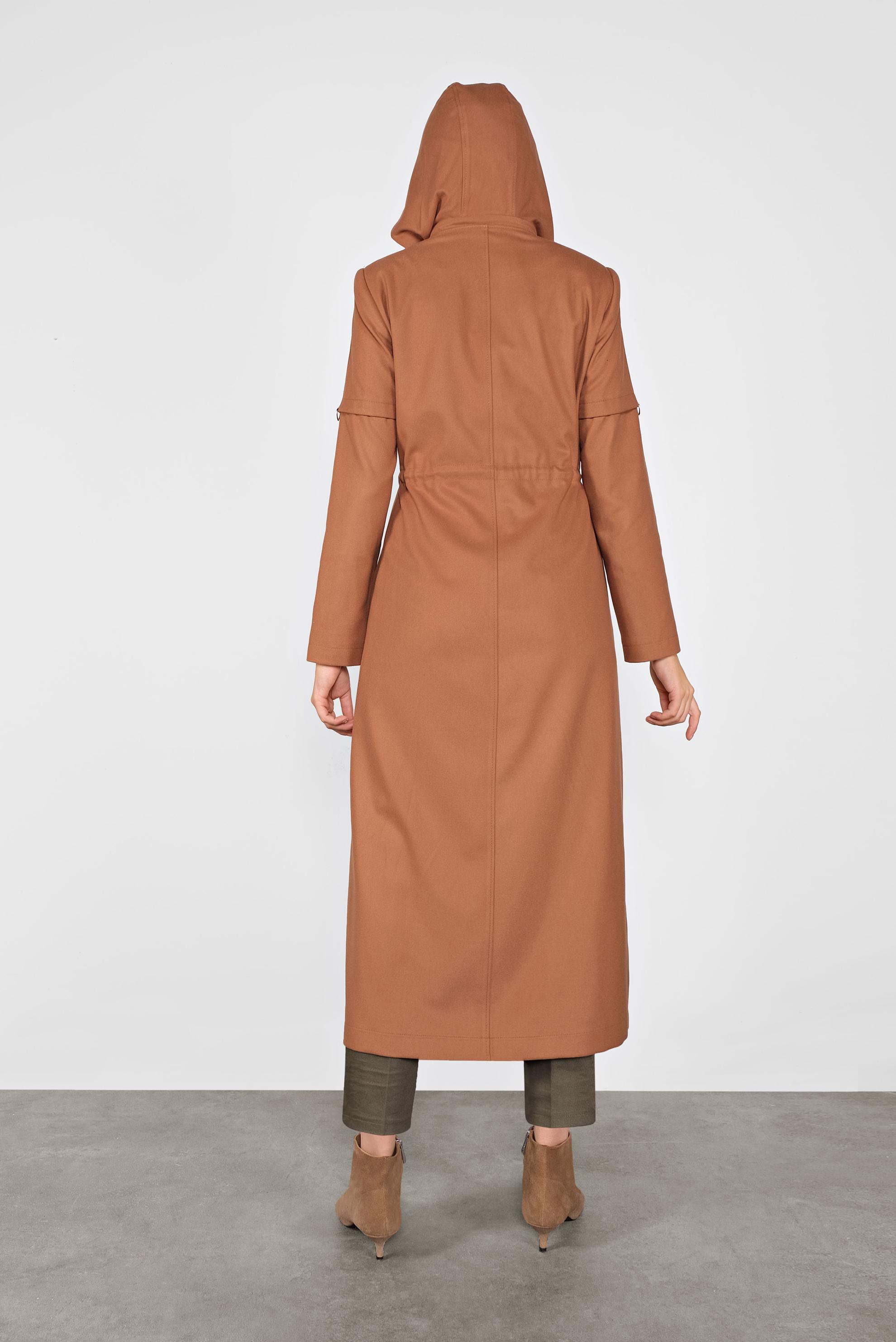 Hijab clothing TABA SMOCKED-WAIST HOODED COAT 10284 