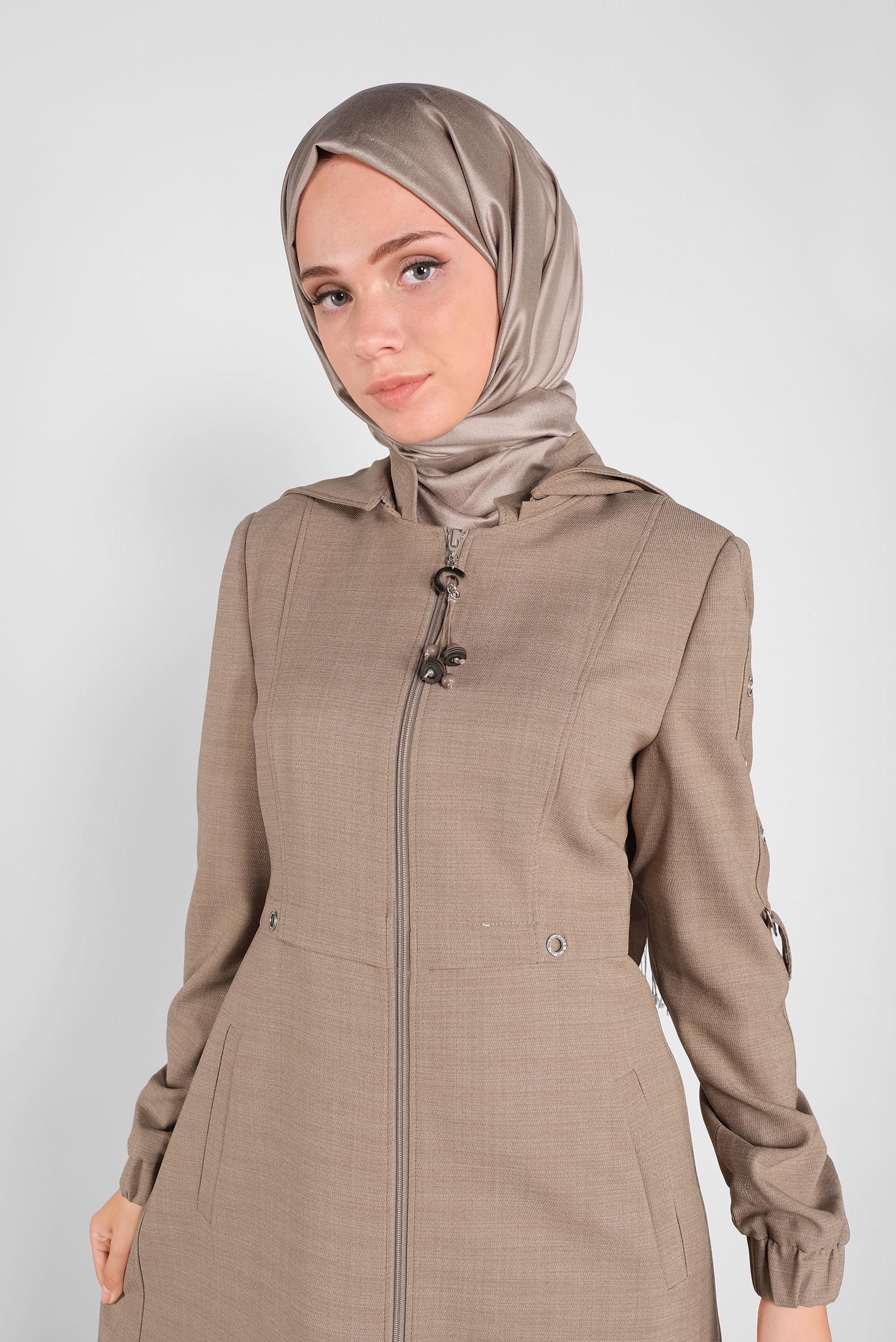 Hijab clothing BROWN ZIPPED TOPCOAT 10294