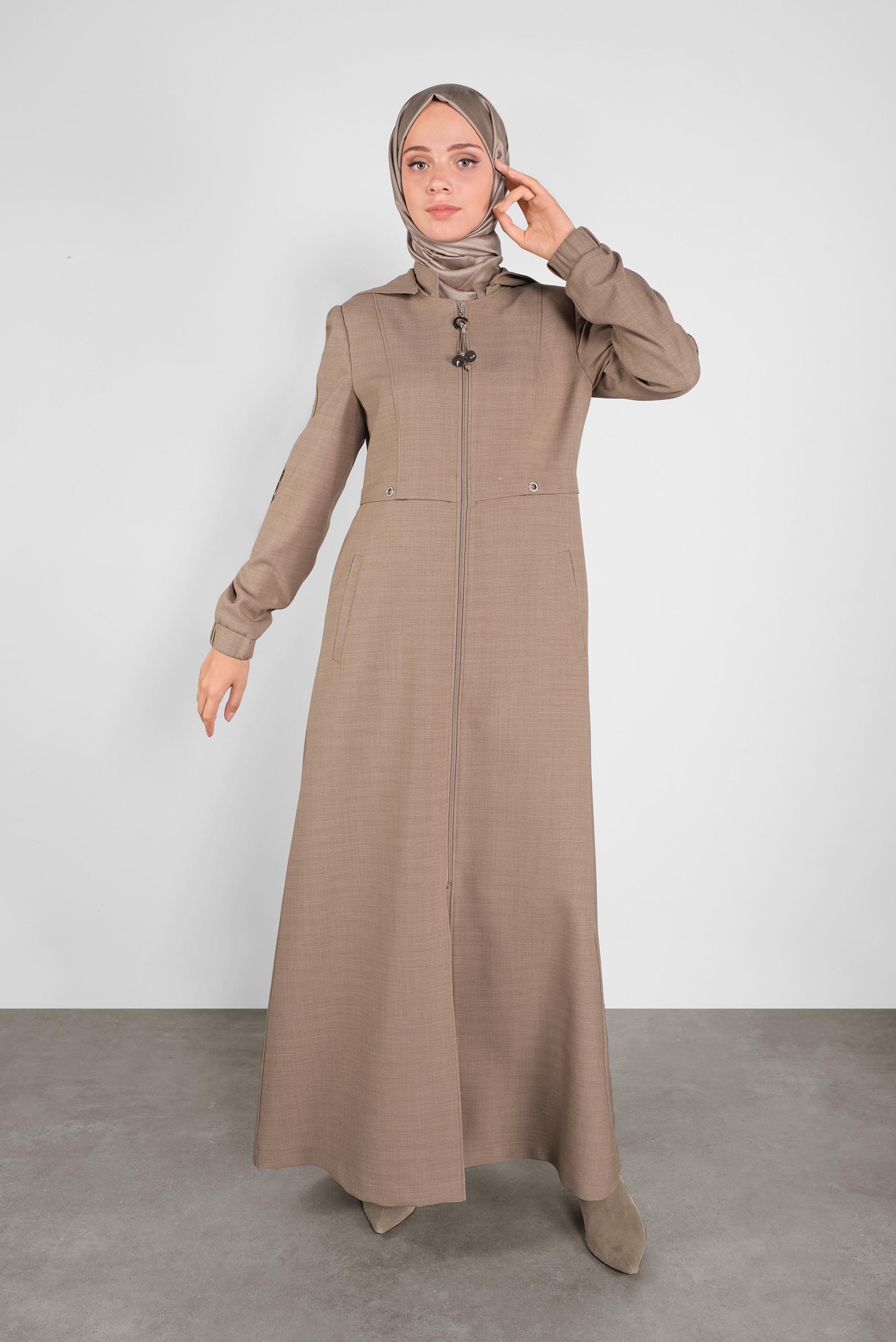 Hijab clothing BROWN ZIPPED TOPCOAT 10294