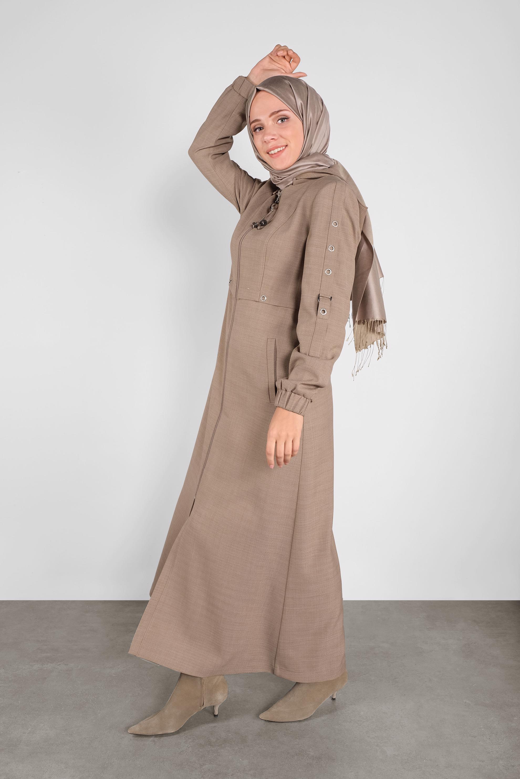 Hijab clothing BROWN ZIPPED TOPCOAT 10294