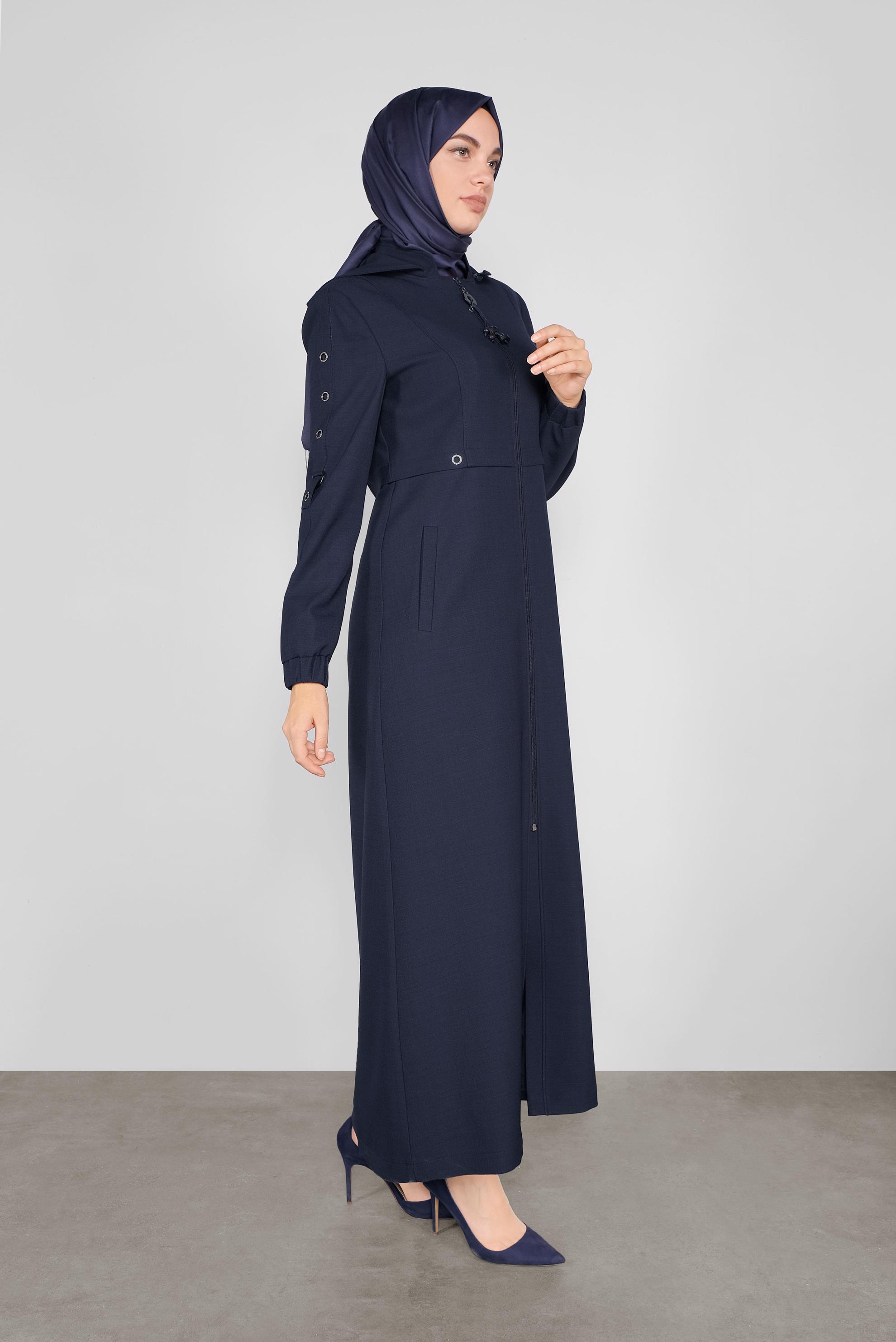 Tesettür giyim LACİVERT FERMUARLI PARDESÜ 10294 