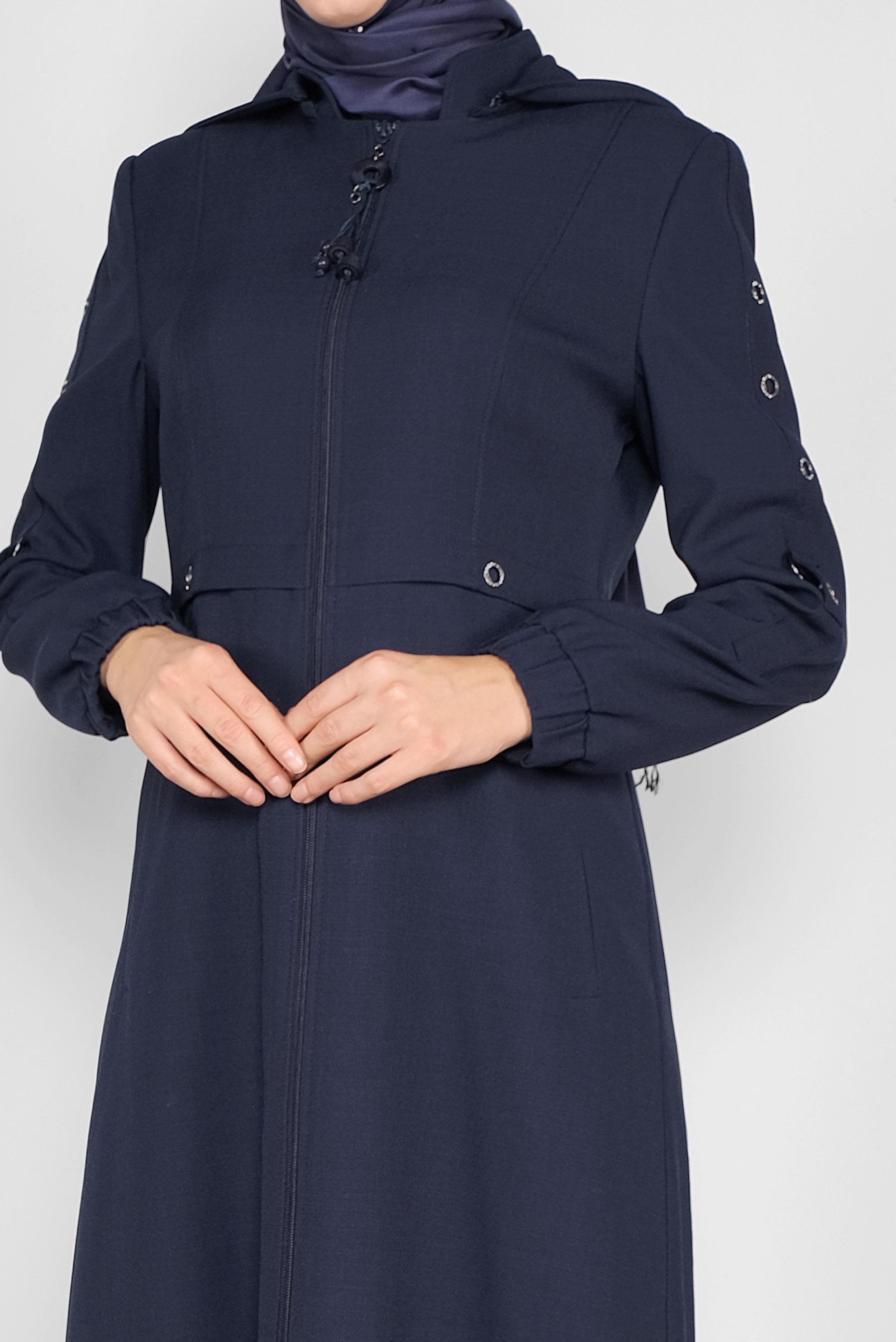 Tesettür giyim LACİVERT FERMUARLI PARDESÜ 10294 