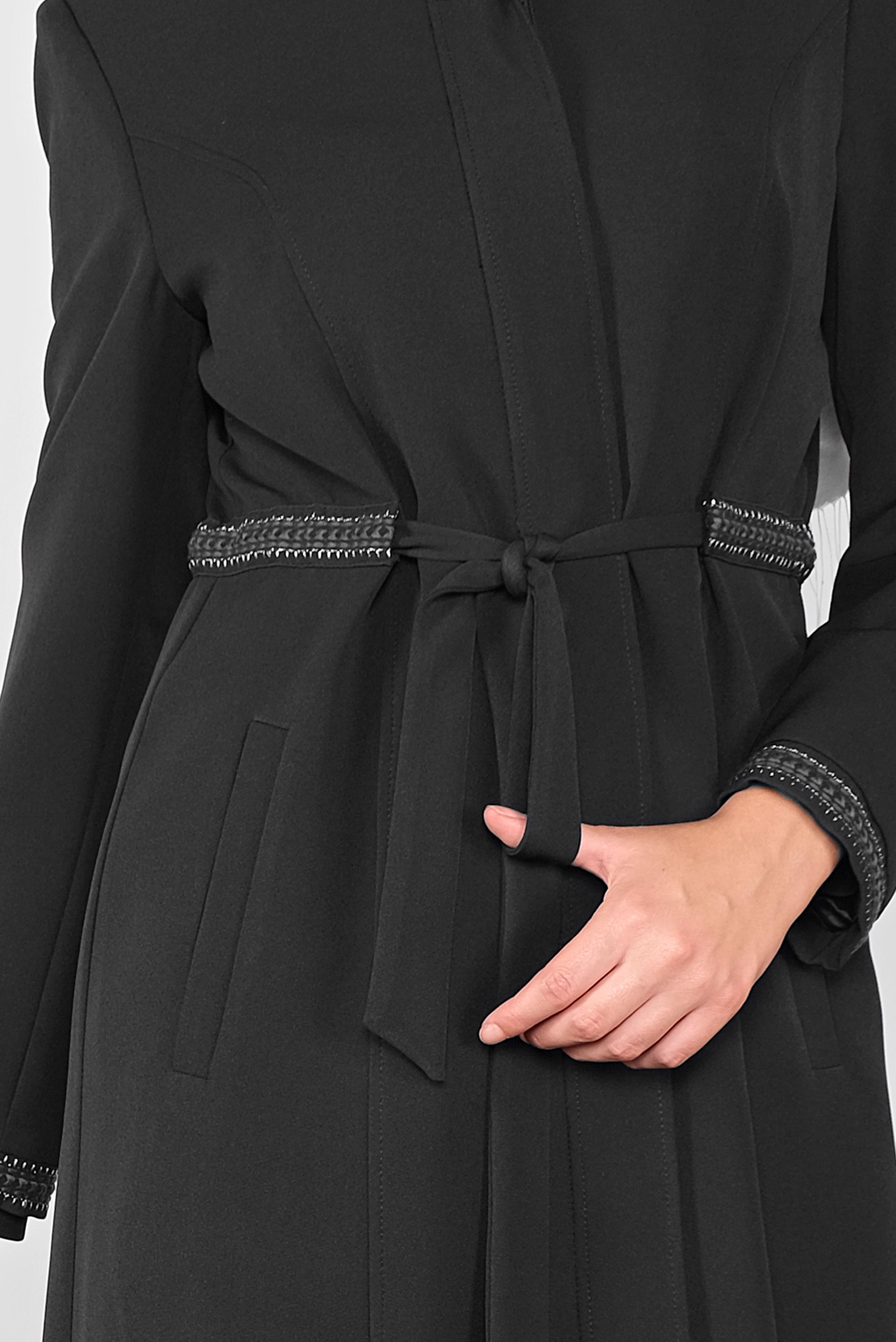 Tesettür giyim SİYAH NAKIŞLI BROŞLU  PARDESÜ 10295 