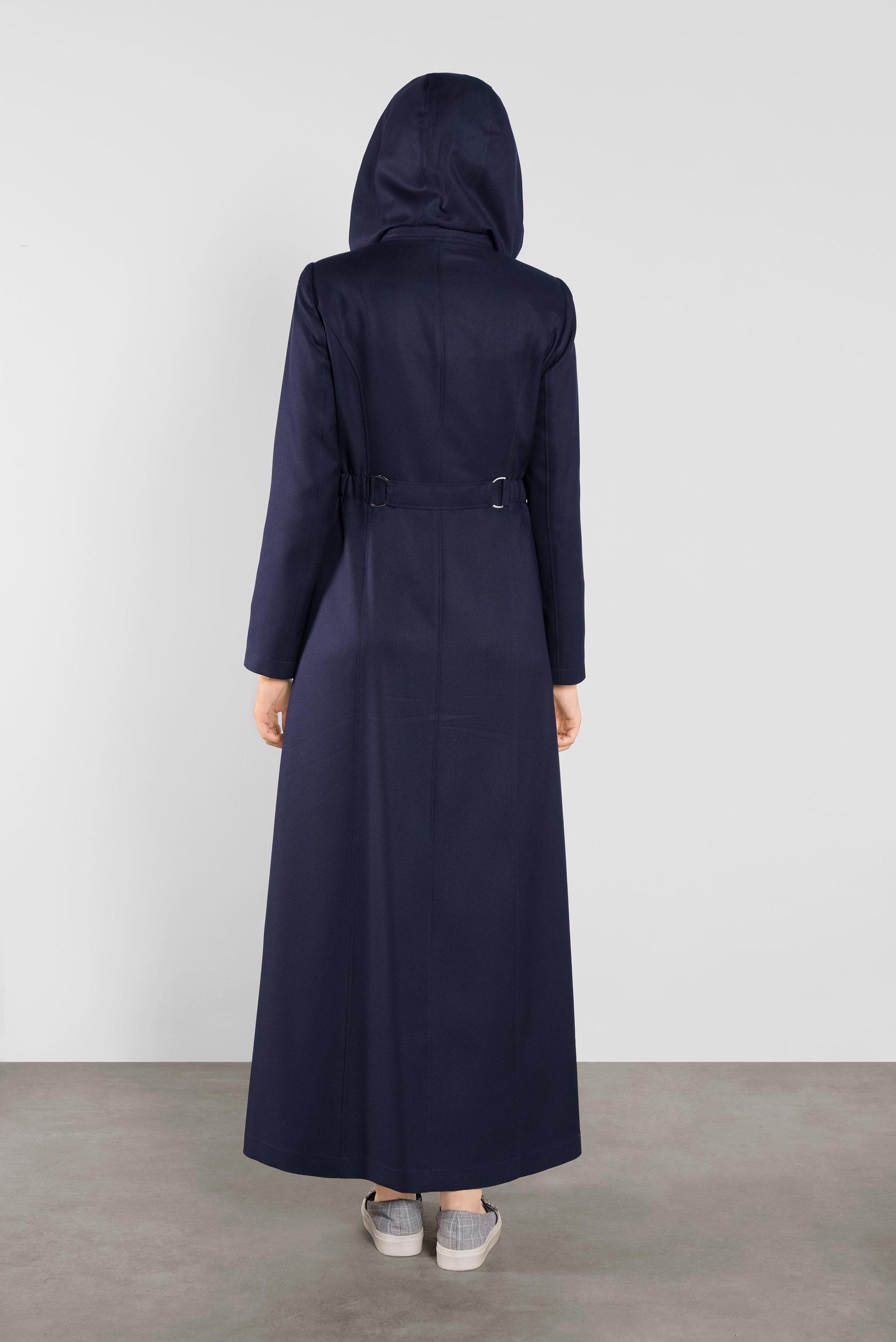 Vêtements hijab BLEU MARINE PARDESSUS AVEC CEINTURE 10298 