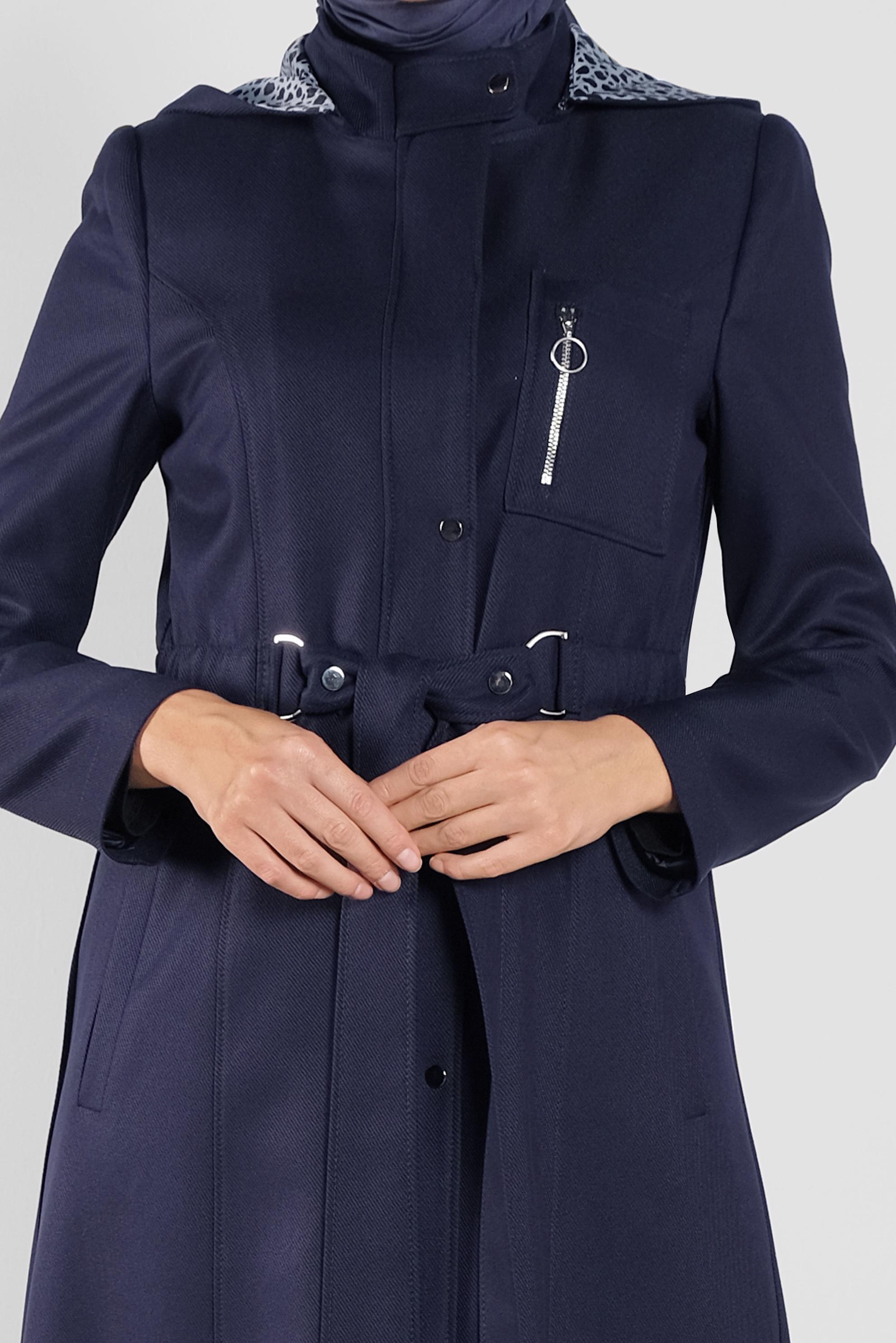 Vêtements hijab BLEU MARINE PARDESSUS AVEC CEINTURE 10298 