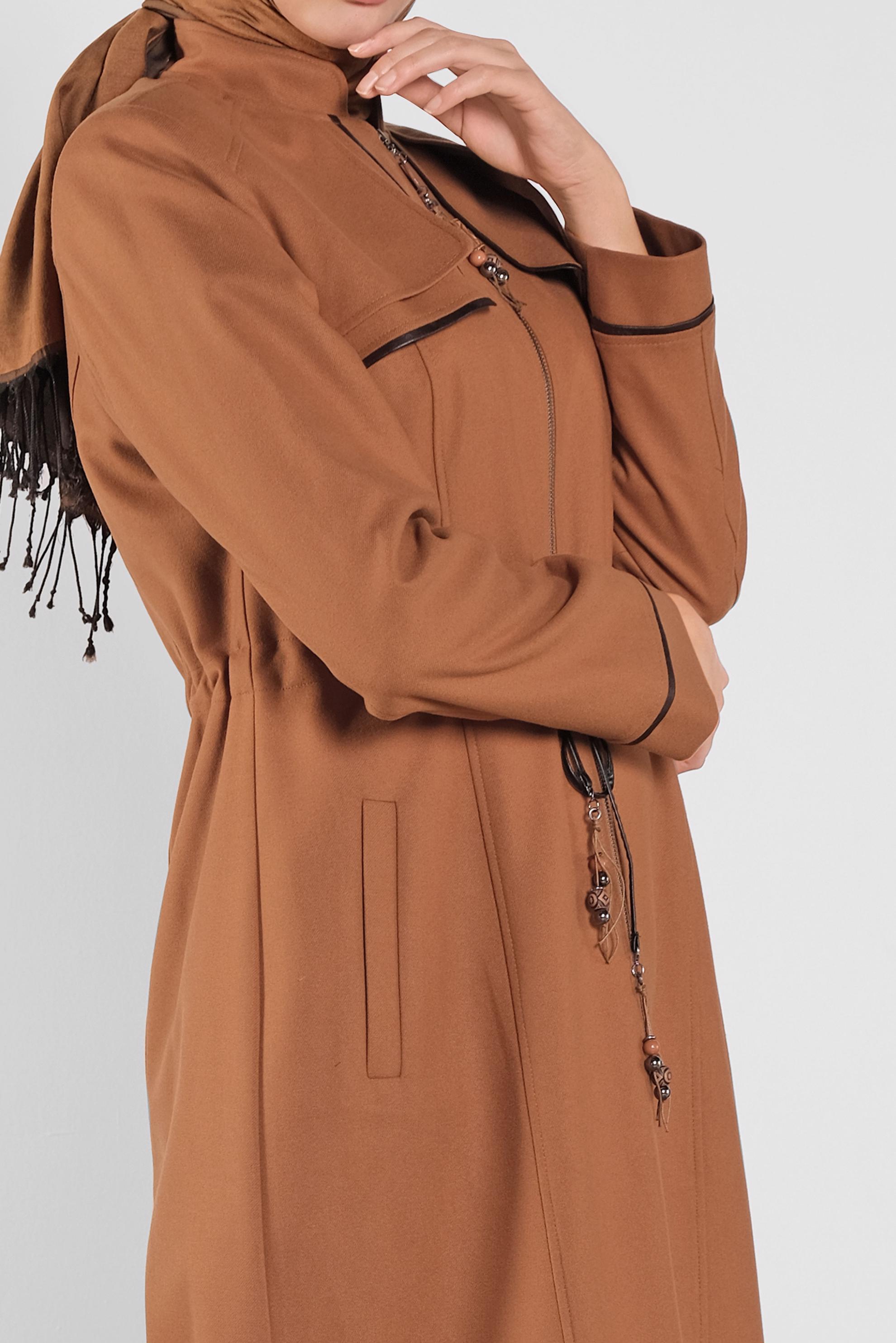 Tesettür giyim TABA BELİ BAĞCIKLI BİYELİ PARDESÜ 10299 