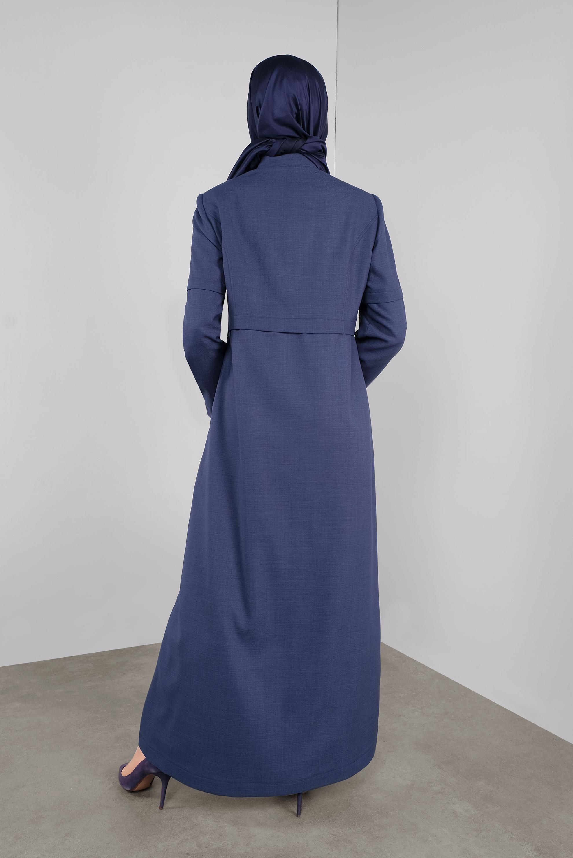 Tesettür giyim LACİVERT TAŞLI ZİNCİR AKSESUARLI PARDESÜ 10303 