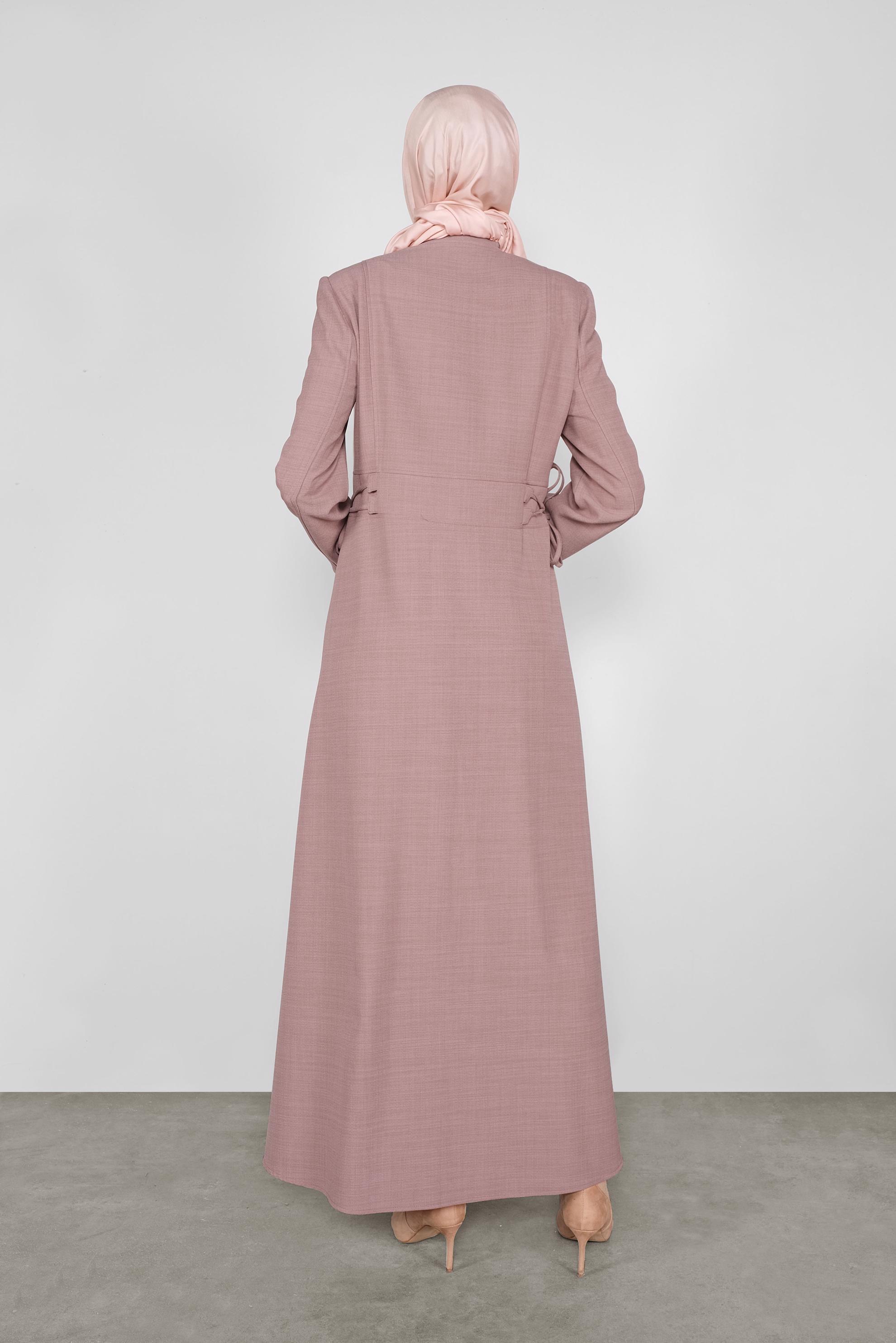 Tesettür giyim PUDRA YANDAN BAĞCIKLI NAKIŞLI PARDESÜ  10308 