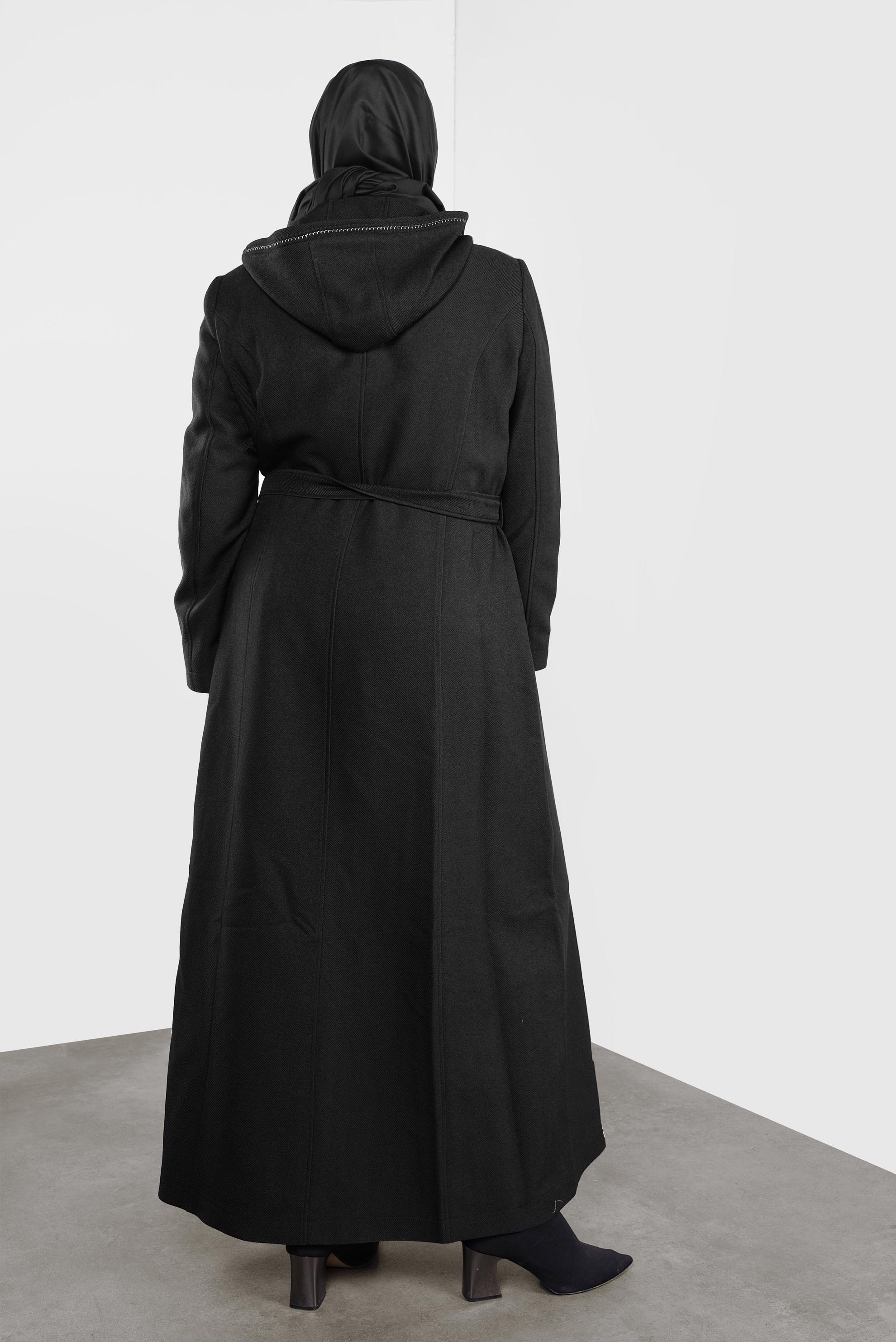 Vêtements hijab NOIR PARDESSUS ZIPPÉ À CAPUCHE 10309 