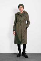 HOODED SMOCKED-WAIST COAT 90001 