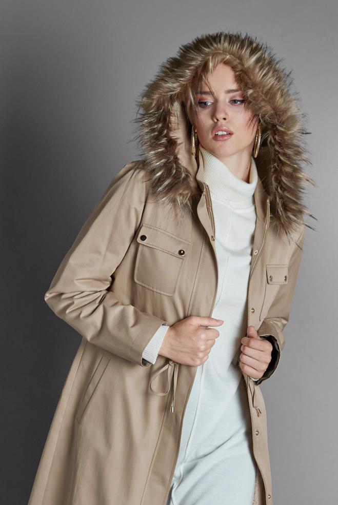 Vêtements hijab  PARKA TAILLE À SMOCKS AVEC CAPUCHE 90001 - ALVİNA