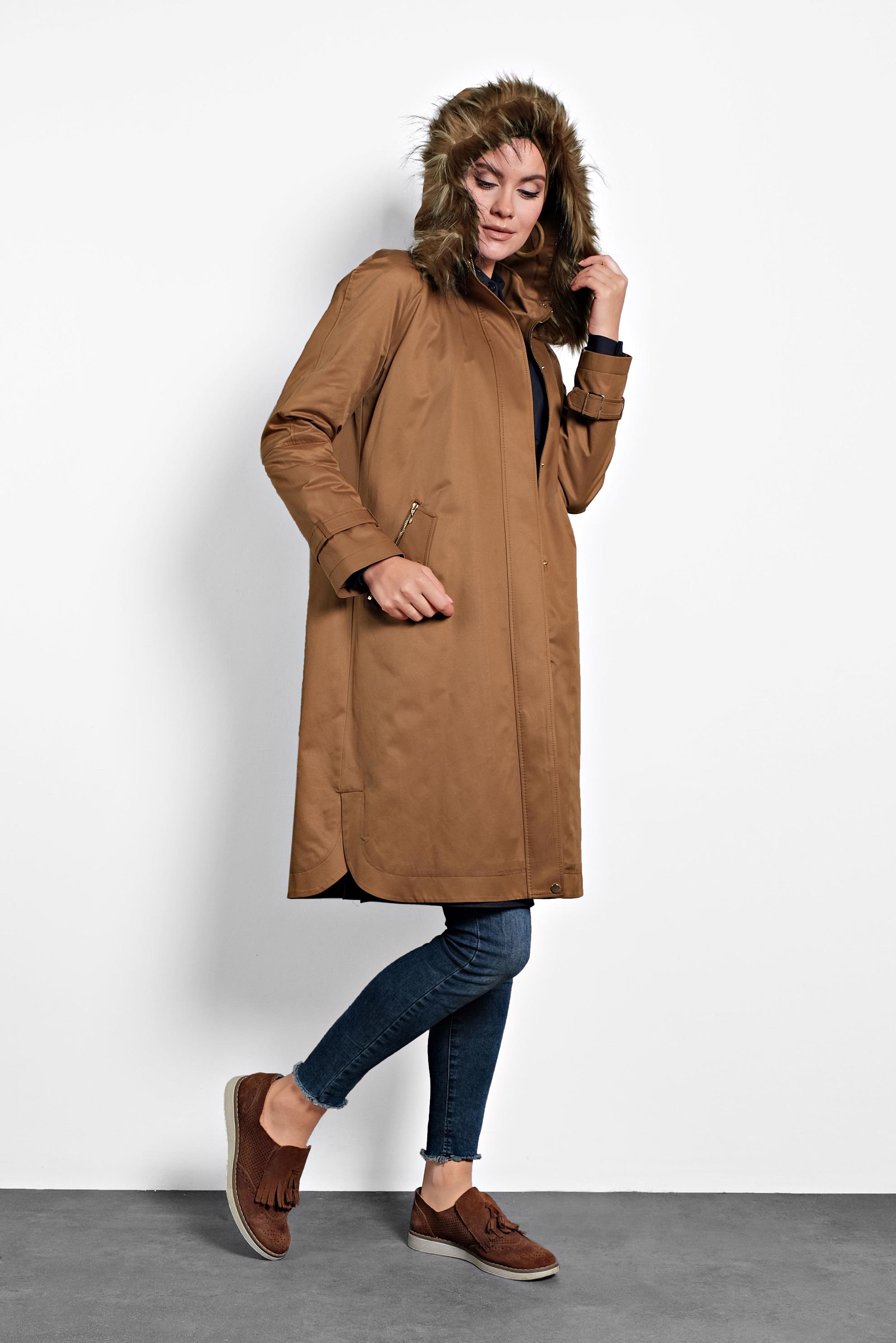 Tesettür giyim TABA KAPÜŞONLU PARKA 90002