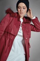 SMOCKED-WAIST HOODED PARKA 90004