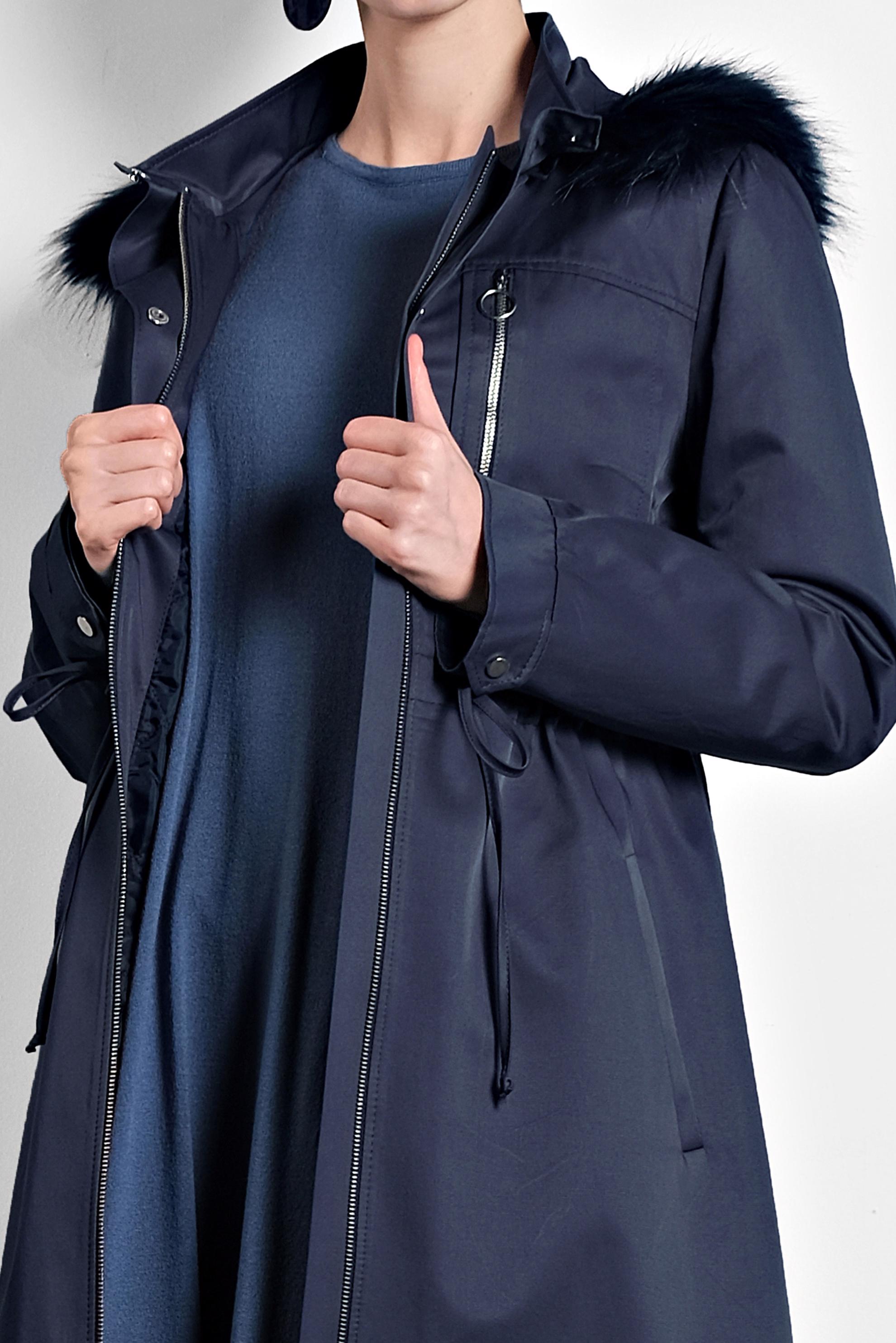 Tesettür giyim LACİVERT BEL BÜZGÜLÜ KAPÜŞONLU PARKA 90004