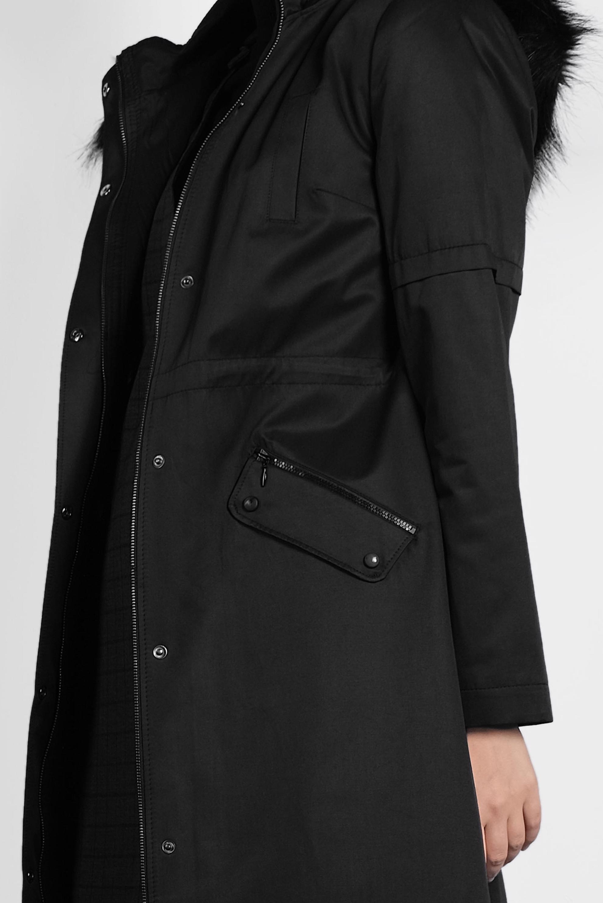 Tesettür giyim SİYAH ÇITÇITLI VE FERMUARLI KÜRKLÜ KAPÜŞONLU PARKA 90006 