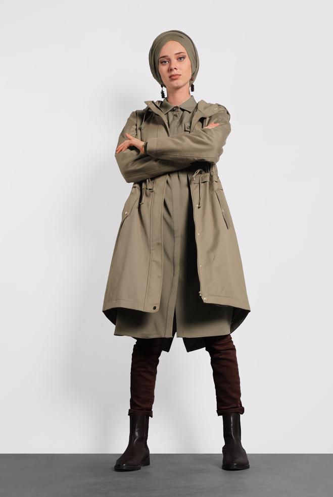 Vêtements hijab  PARKA AVEC POCHES ET CAPUCHE 90018  - ALVİNA