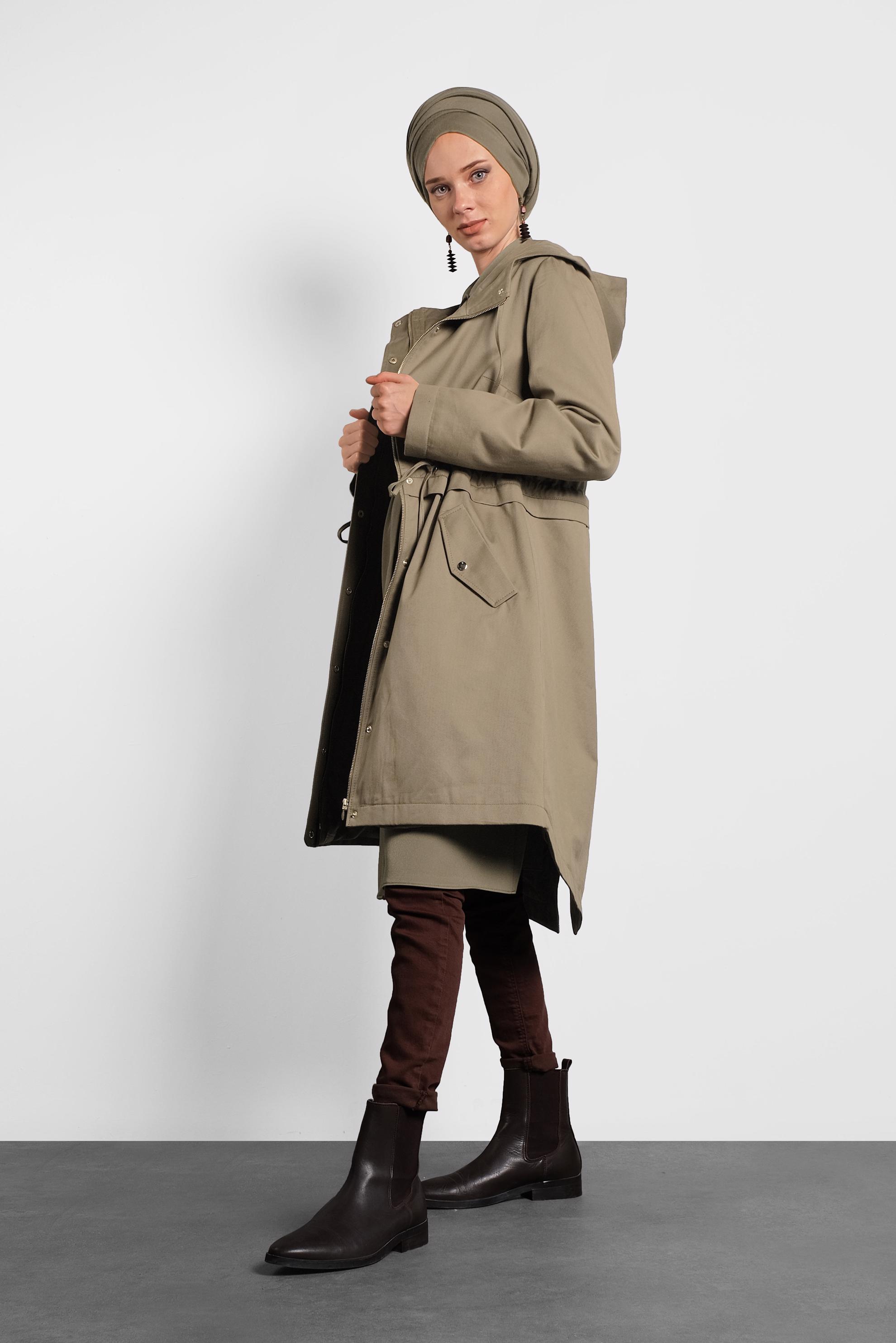 Vêtements hijab BEIGE PARKA AVEC POCHES ET CAPUCHE 90018 