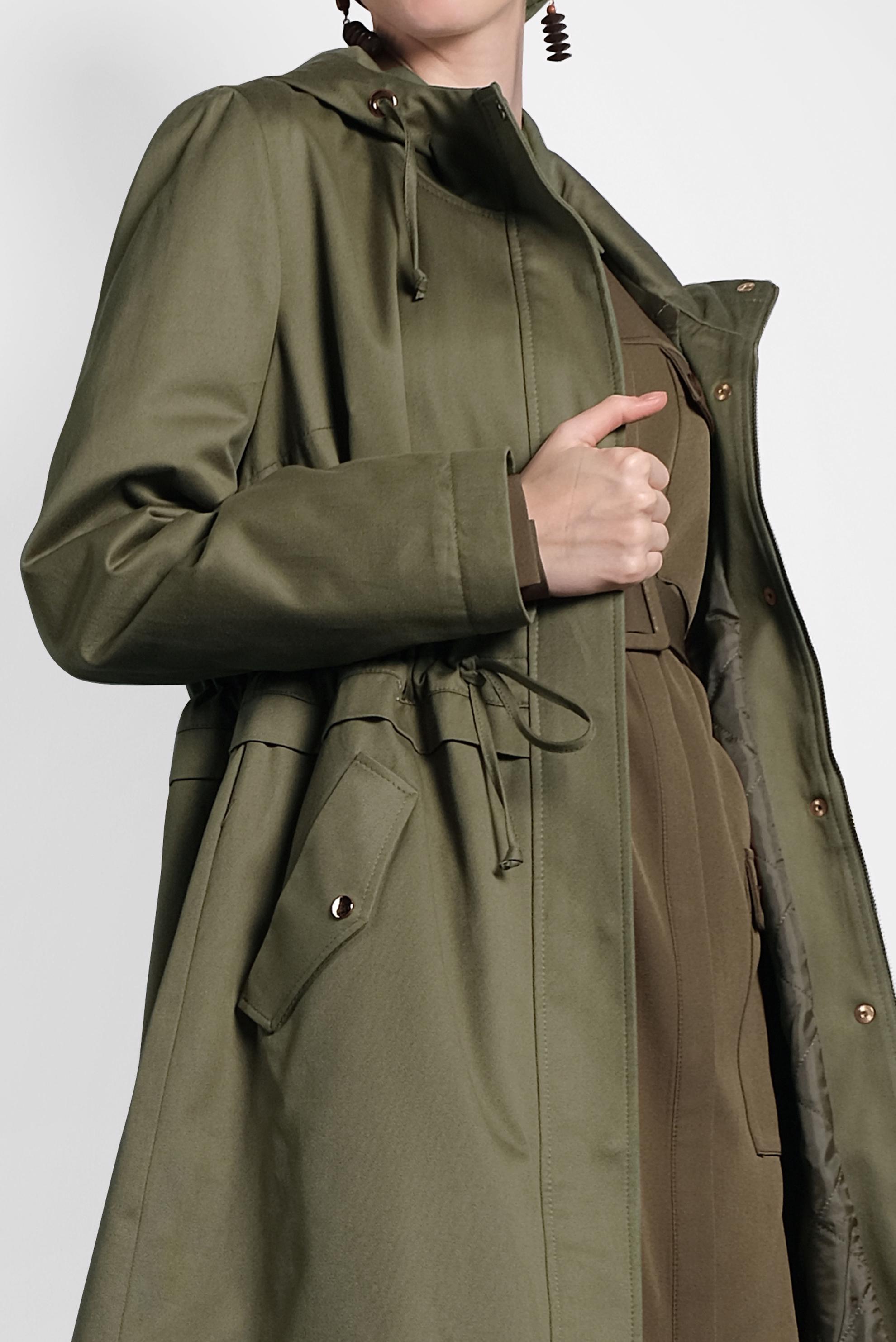 Tesettür giyim HAKİ CEPLİ KAPÜŞONLU PARKA 90018