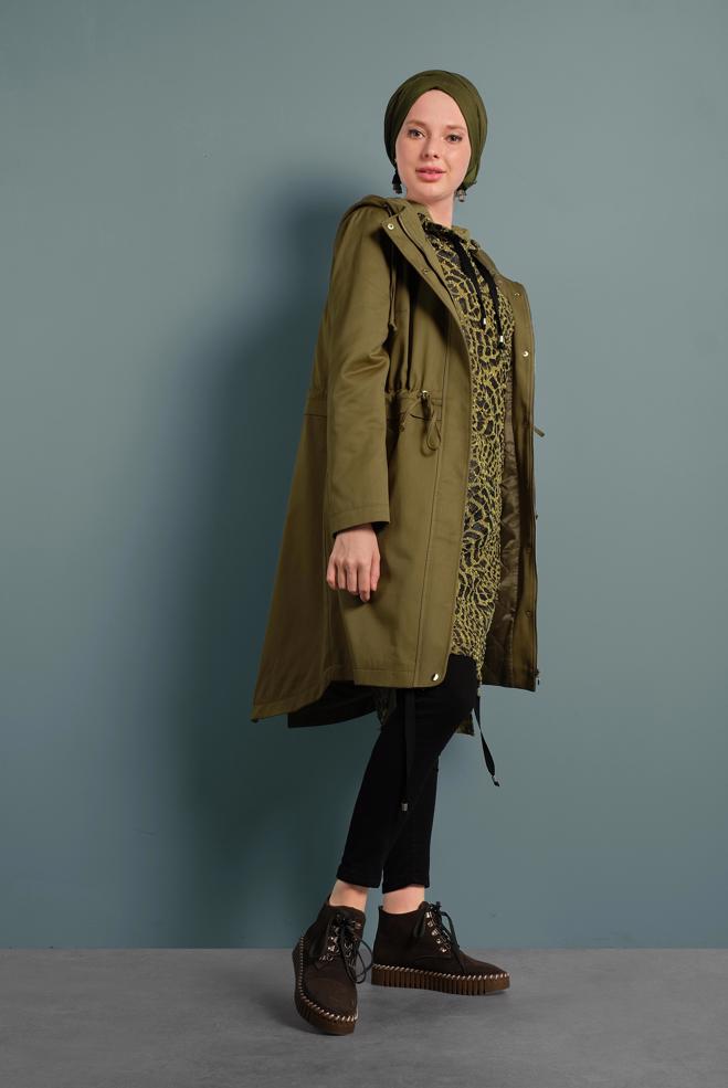 Vêtements hijab  PARKA AVEC POCHES ET CAPUCHE 90018  - ALVİNA