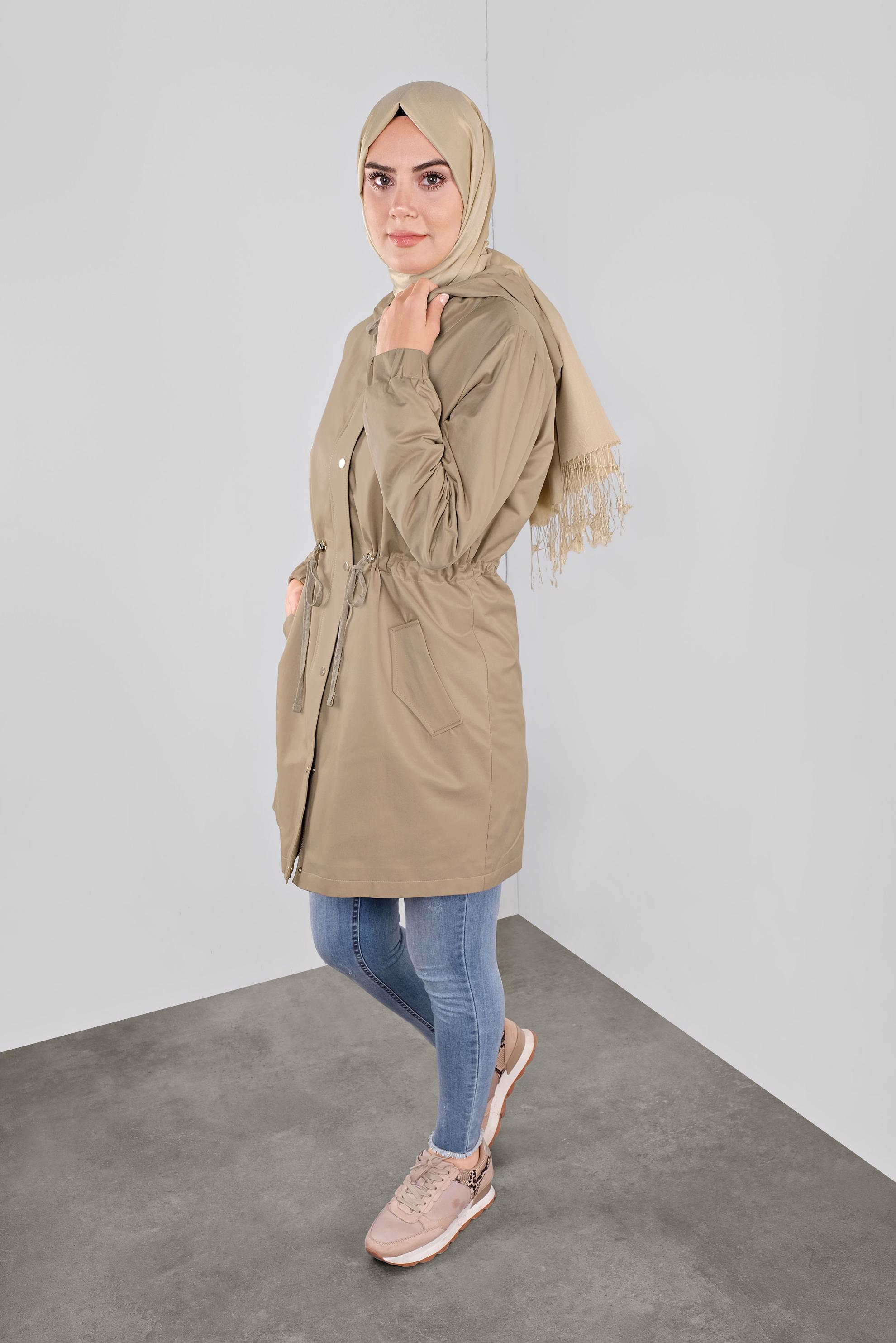 Vêtements hijab BRUN PARKA ZIPPÉ AVEC CAPUCHE 90127