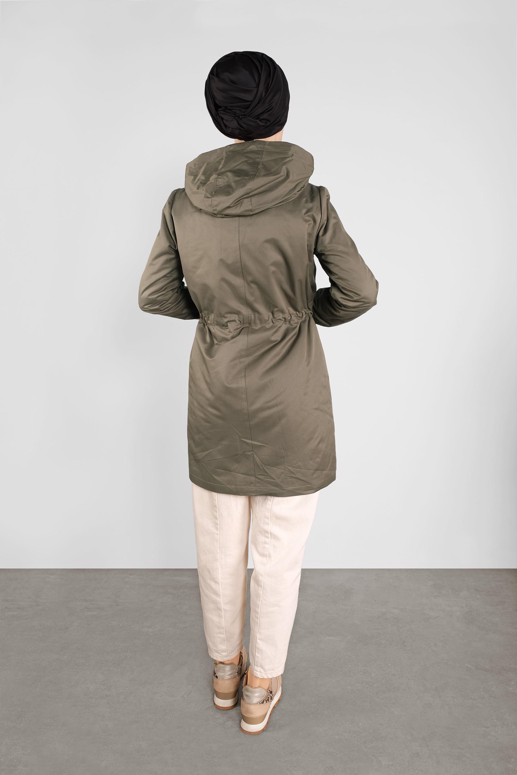 Hijab clothing KHAKI HOODED ZIPPED PARKA 90127 