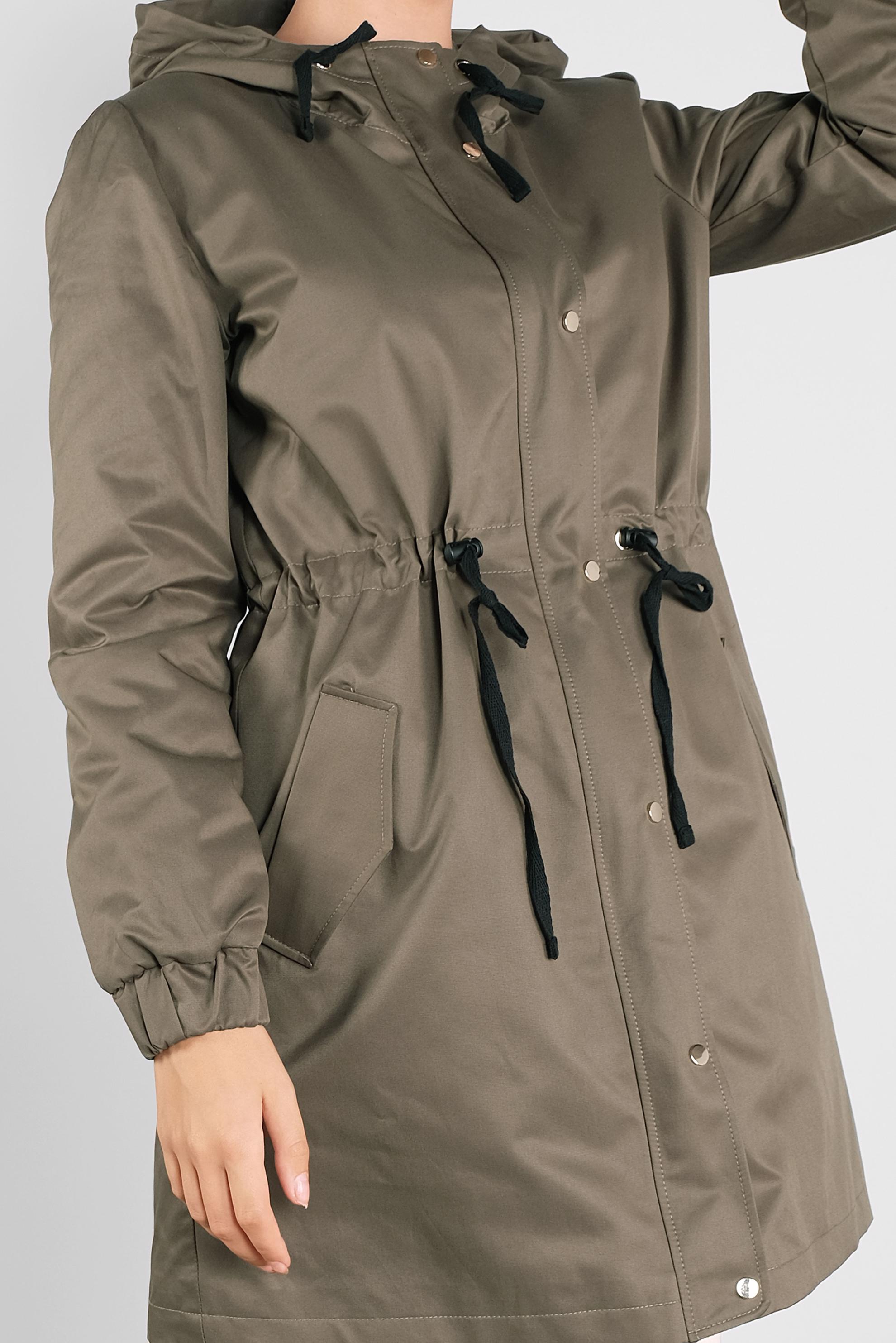 Hijab clothing KHAKI HOODED ZIPPED PARKA 90127 