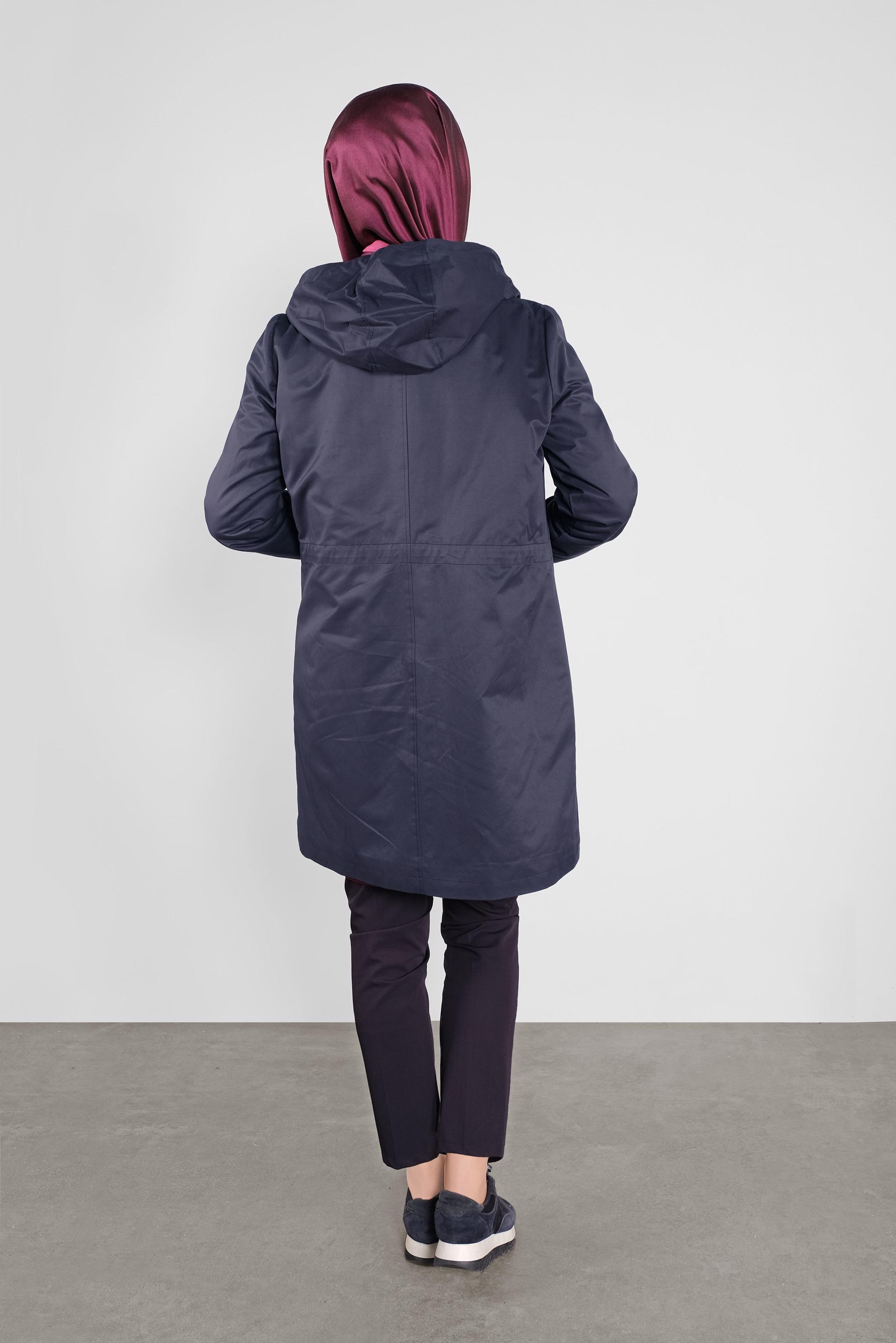 Hijab clothing NAVY BLUE HOODED ZIPPED PARKA 90127 