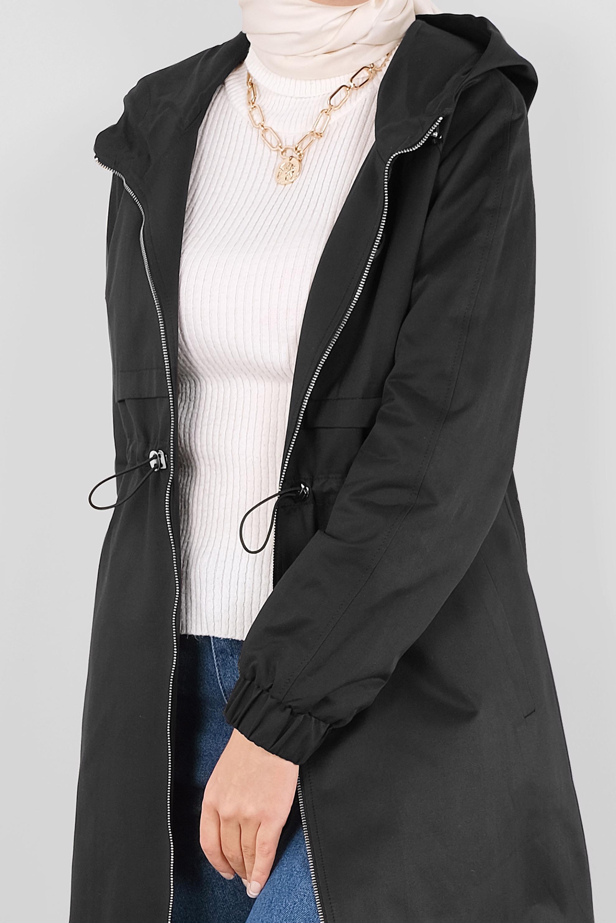 Vêtements hijab NOIR PARKA TAILLE À SMOCKS 90128 